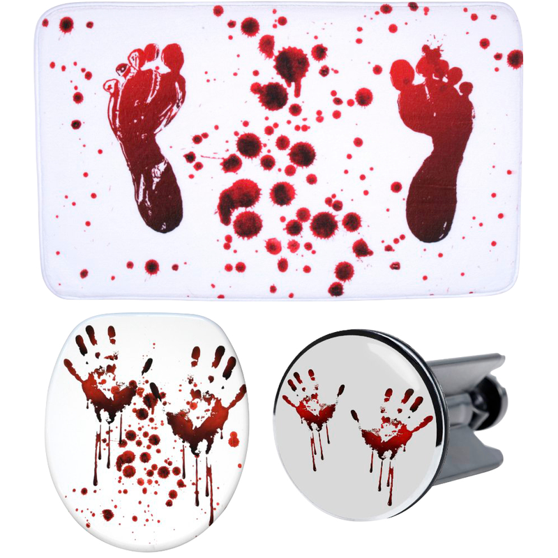 SANILO Badaccessoire-Set »Blood« bestehend aus WC-Sitz, Badteppich und Waschbeckenstöpsel weiß-rot