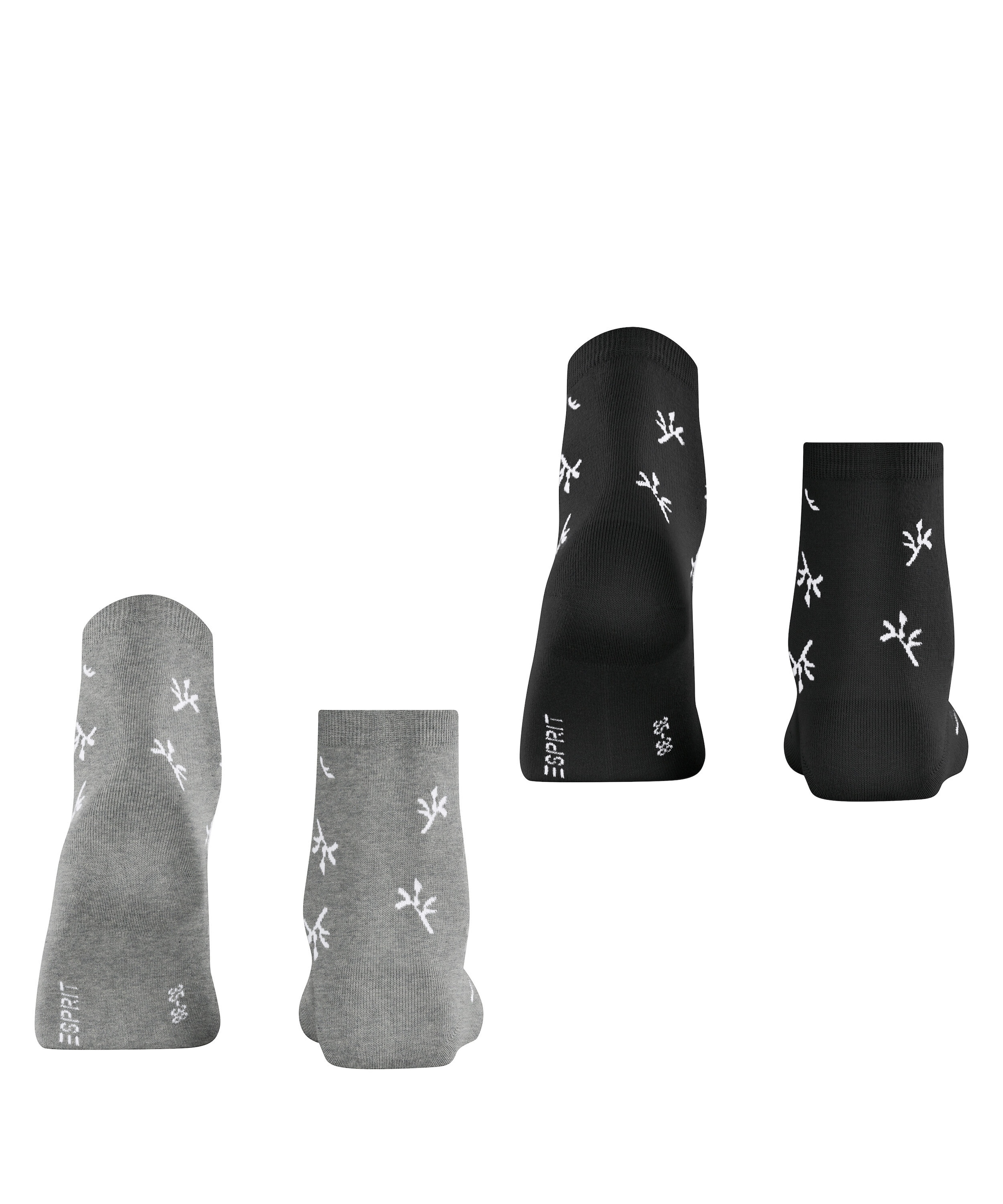 Esprit Kurzsocken »Twig« 2 Paar,  mit kleinem Rollrand, florales Muster