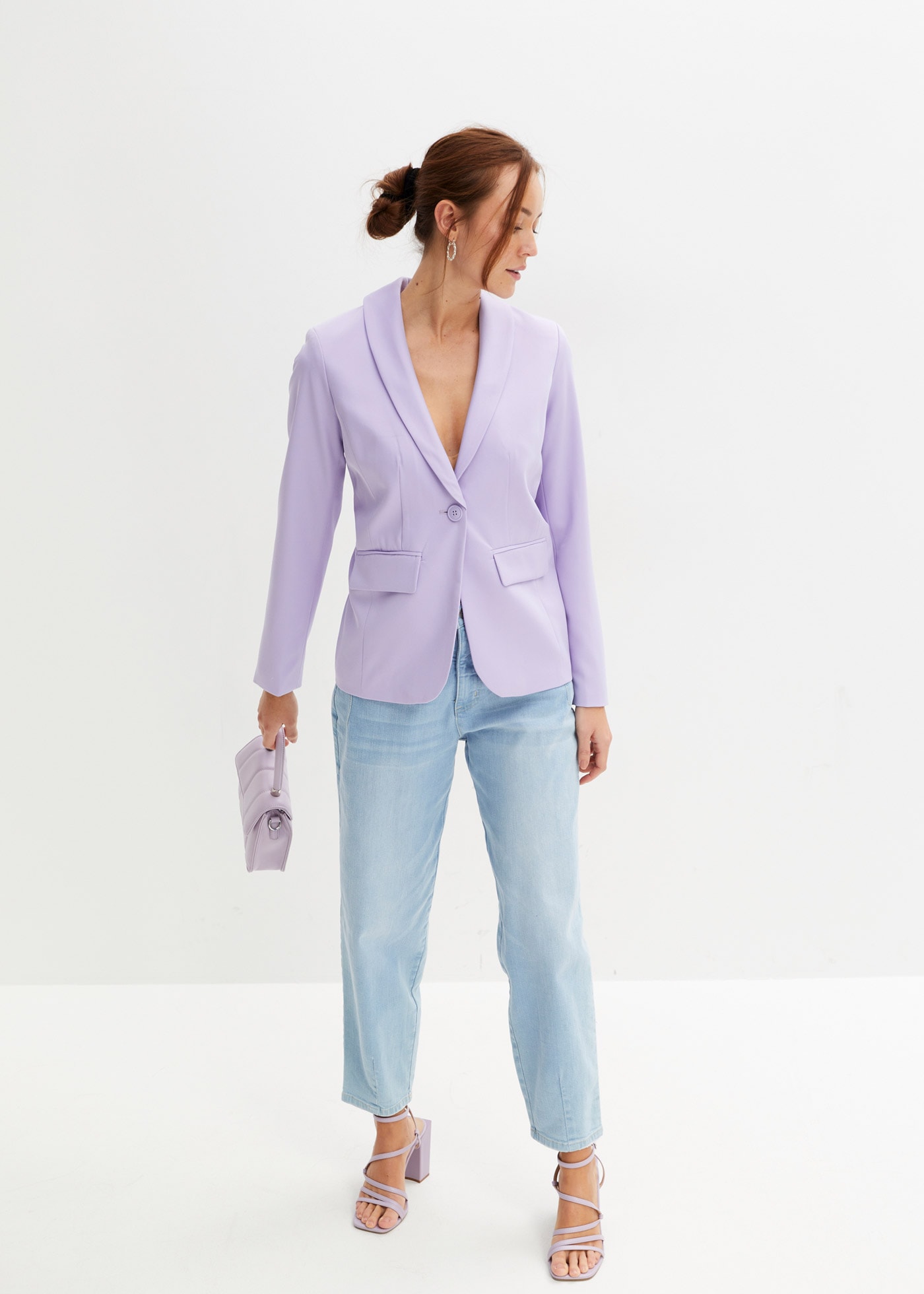 bonprix Jackenblazer eleganter Look, schmale Passform, aus Polyester und Elasthan