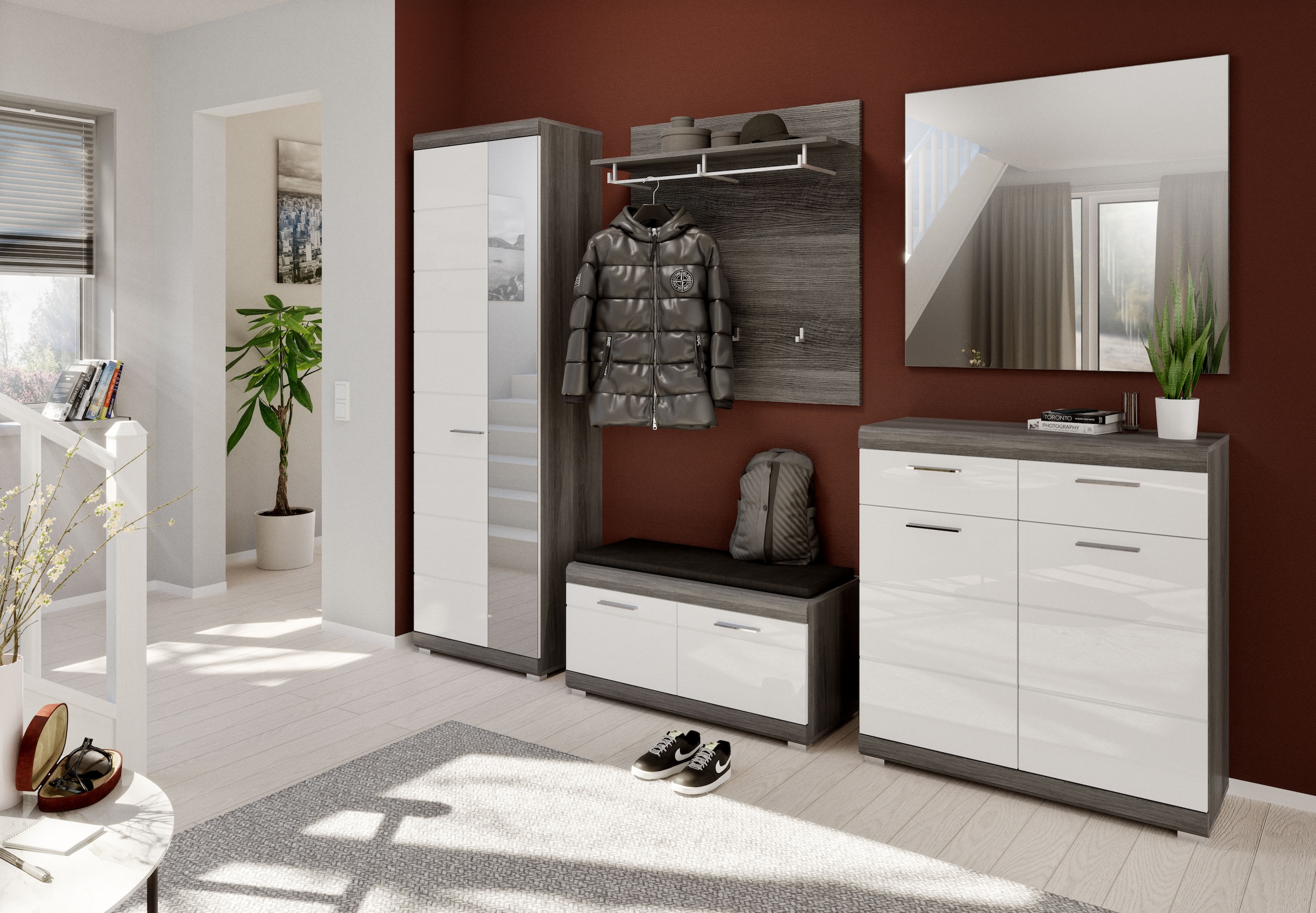 INOSIGN Garderobenpaneel »Siena, Breite 90 cm, 3 Haken, 1 Kleiderstange, 1 Ablageboden«, (1 St.), Scout, Garderobenpaneel, 3 Haken, 1 Kleiderstange, Flur, Diele