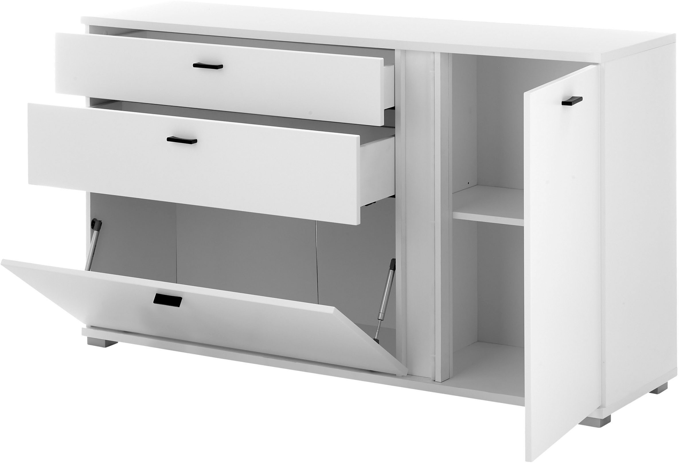 INOSIGN Sideboard »LONG ISLAND«, (1 St.), in moderner Trendfarbe,inklusive senkrechter Beleuchtung,Breite 150 cm