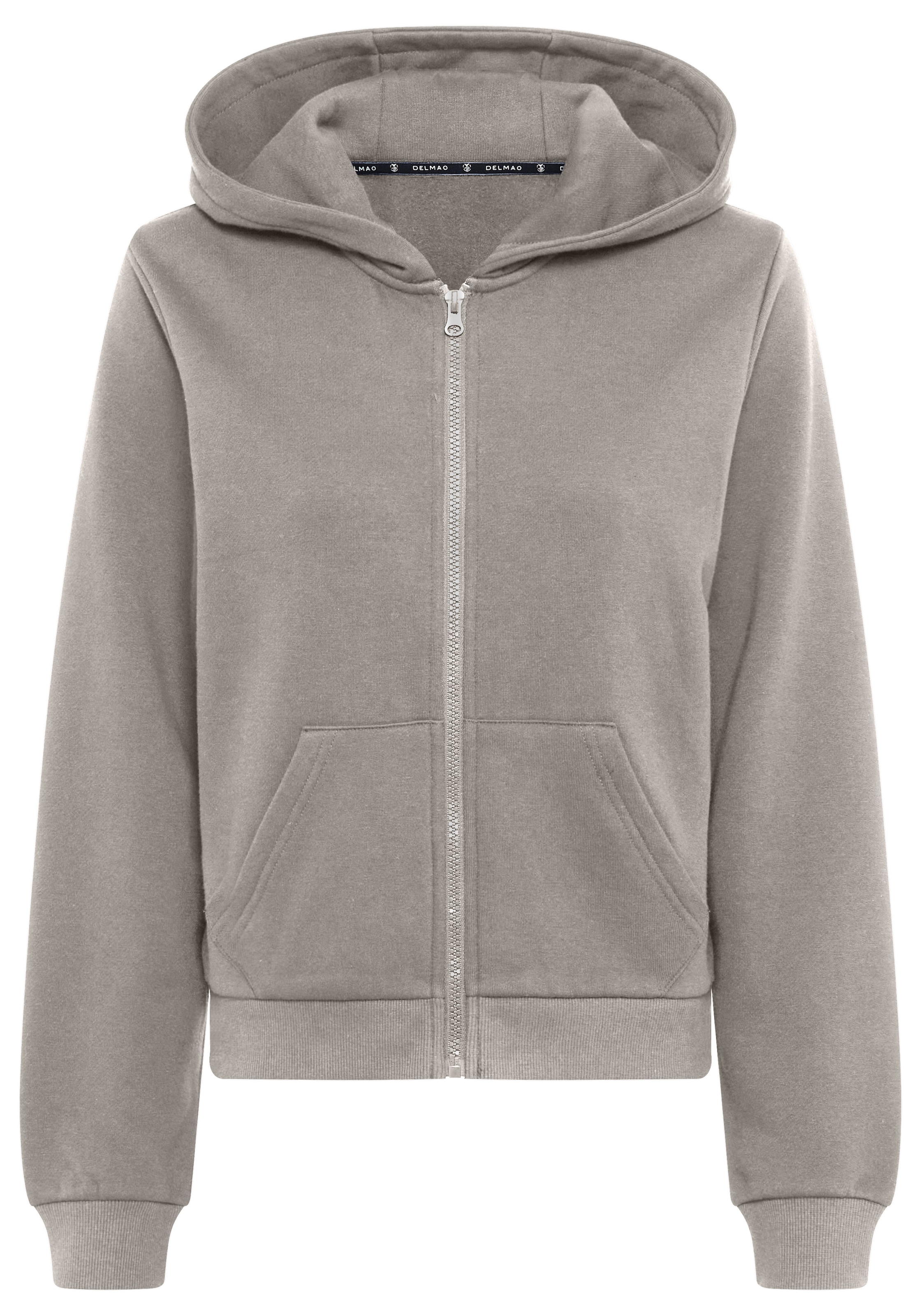 DELMAO Kapuzensweatjacke, mit Reißverschluss, Kapuze & Kängurutasche