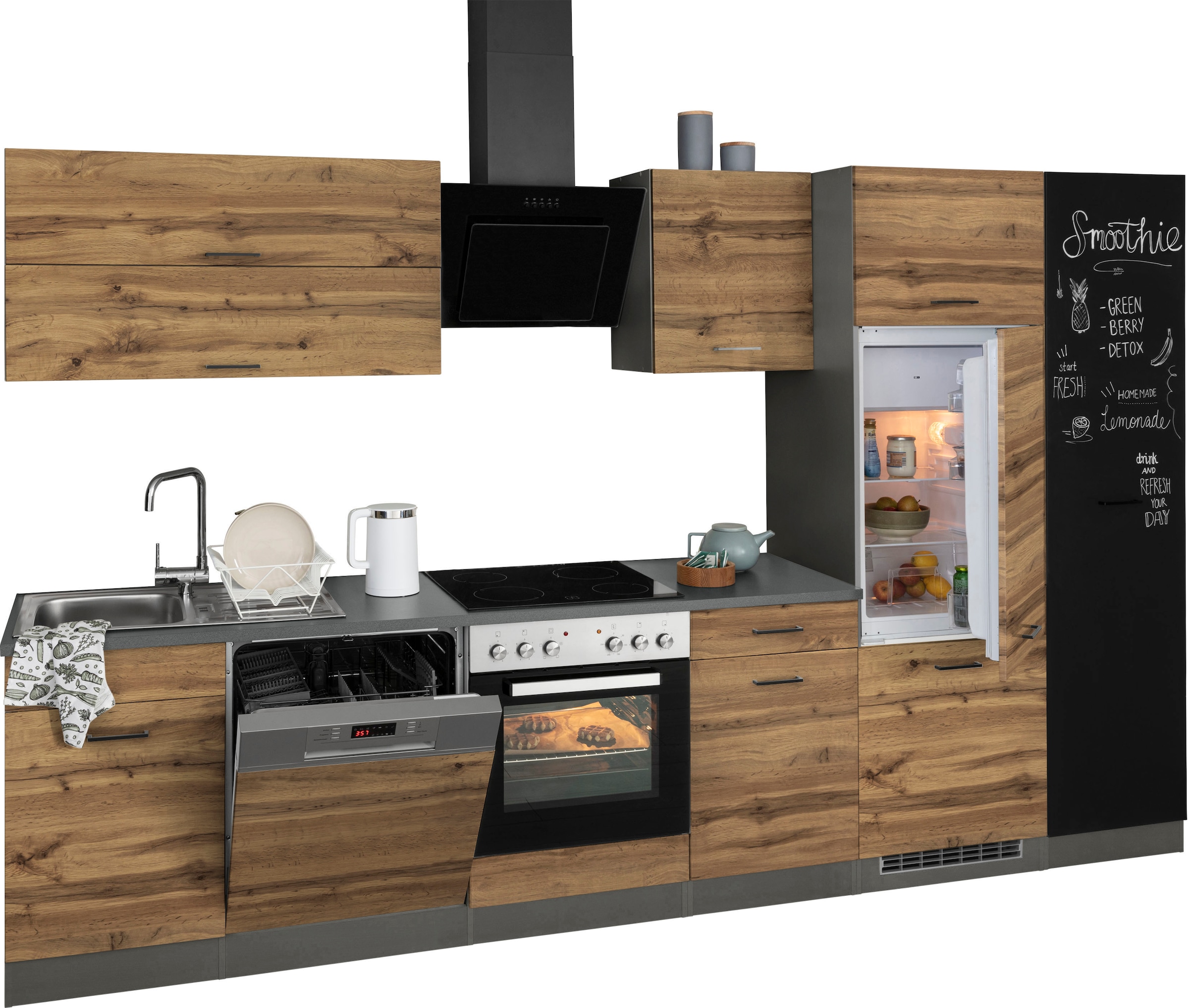 KOCHSTATION Küchenzeile »KS-Trier«, mit E-Geräten, Breite 330 cm