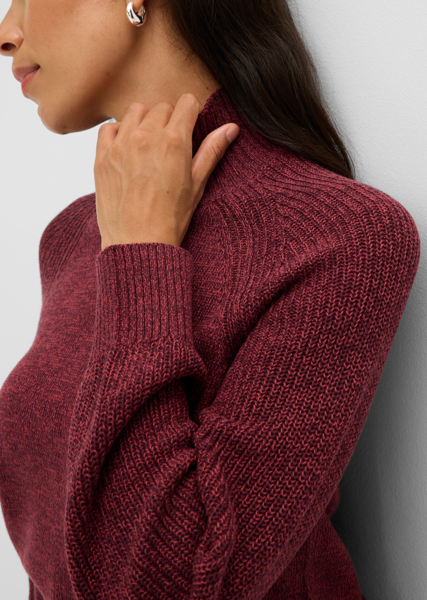 bonprix Strickpullover Loose Fit, aus Baumwolle und Polyacryl, mit Stehkragen