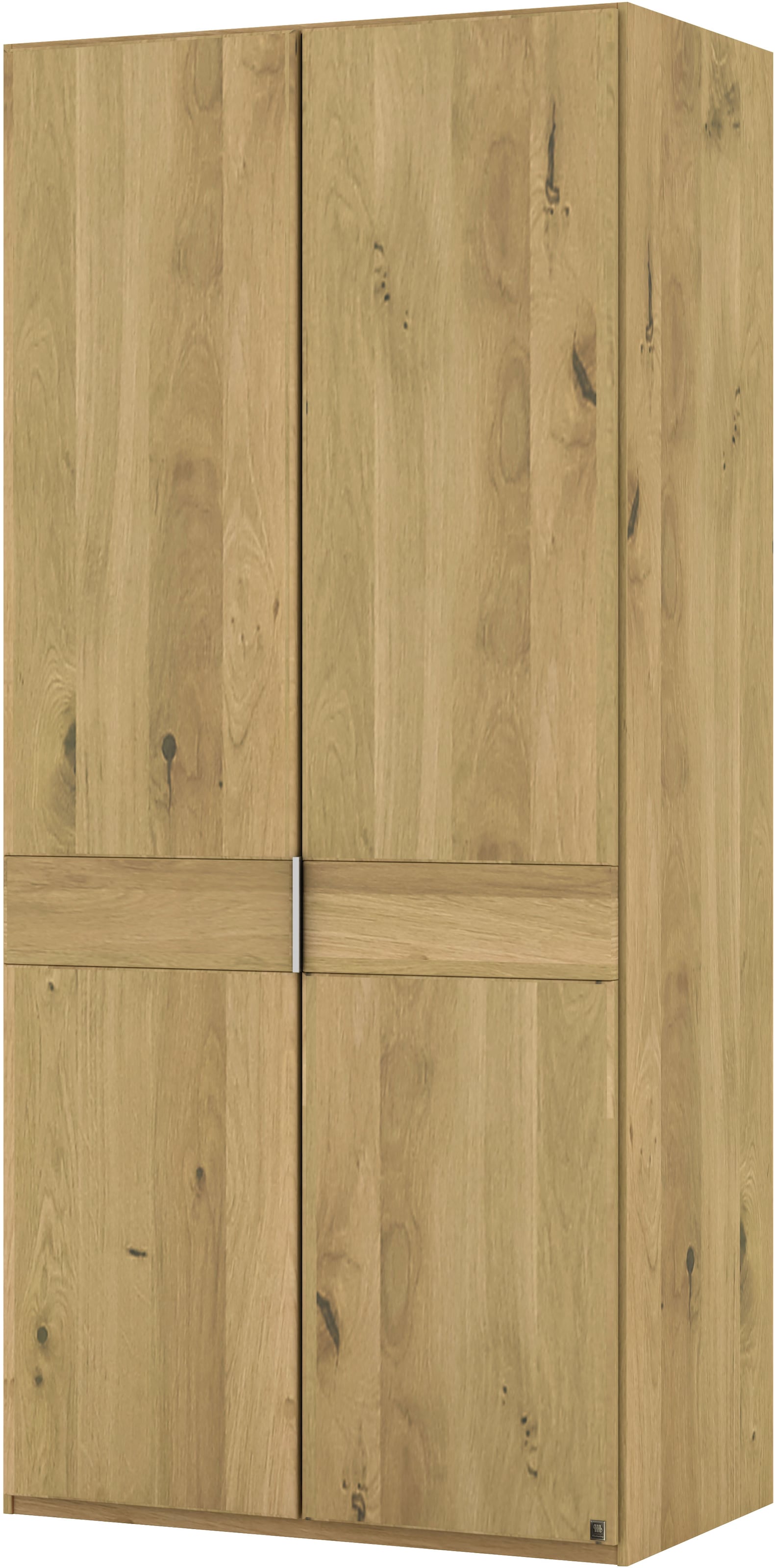 Musterring Drehtürenschrank »Savona, Kleiderschrank, Schrank, Garderobe, teilmassiv Eiche« mit Türdämpfern, in 5 Breiten & 2 Höhen, extra Böden, MADE IN GERMANY,  Türen in Bianco-Eiche massiv, mit Querriegel, verschiedene Größen