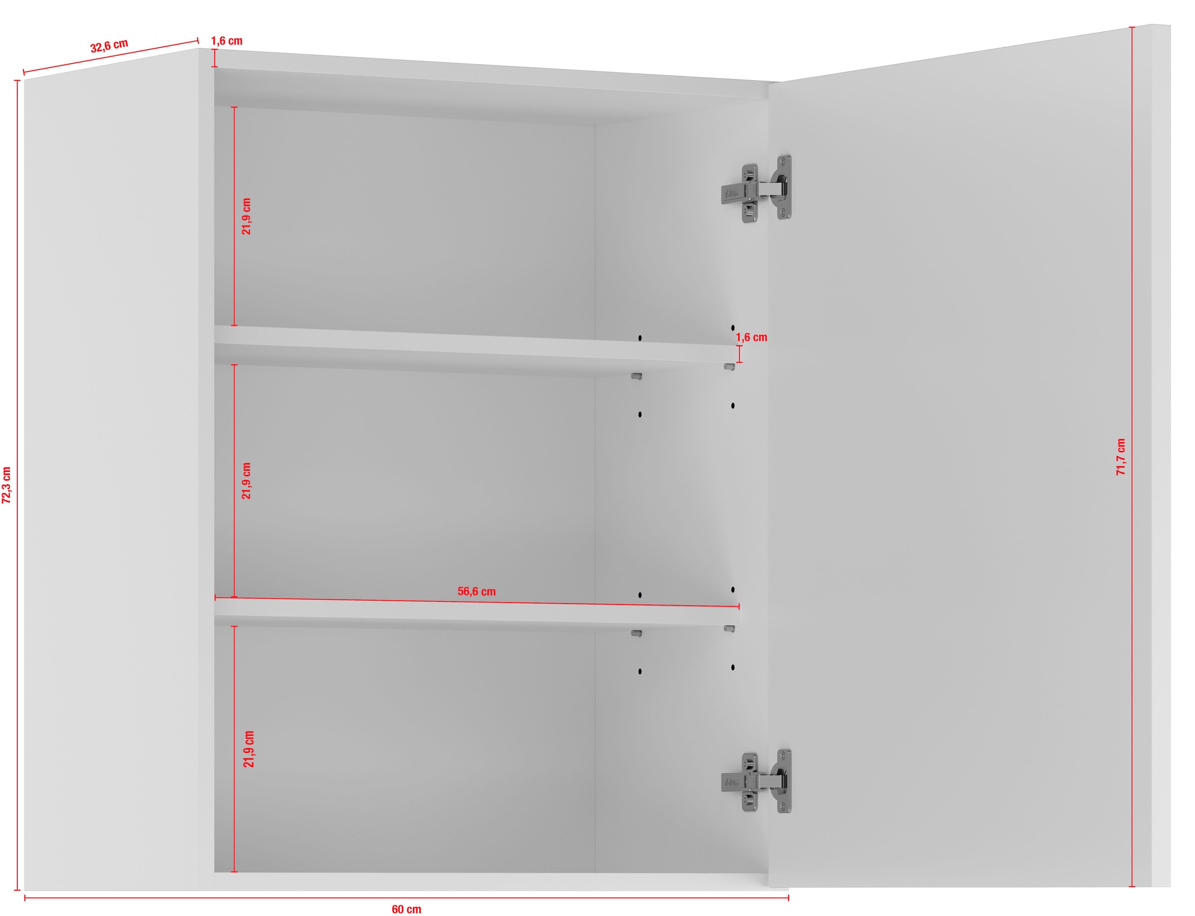 IMPULS KÜCHEN Hängeschrank »"Prag und Valencia", Breite/Höhe: 60/72,3 cm«, vormontiert, mit Soft-Close, mit Drehtür