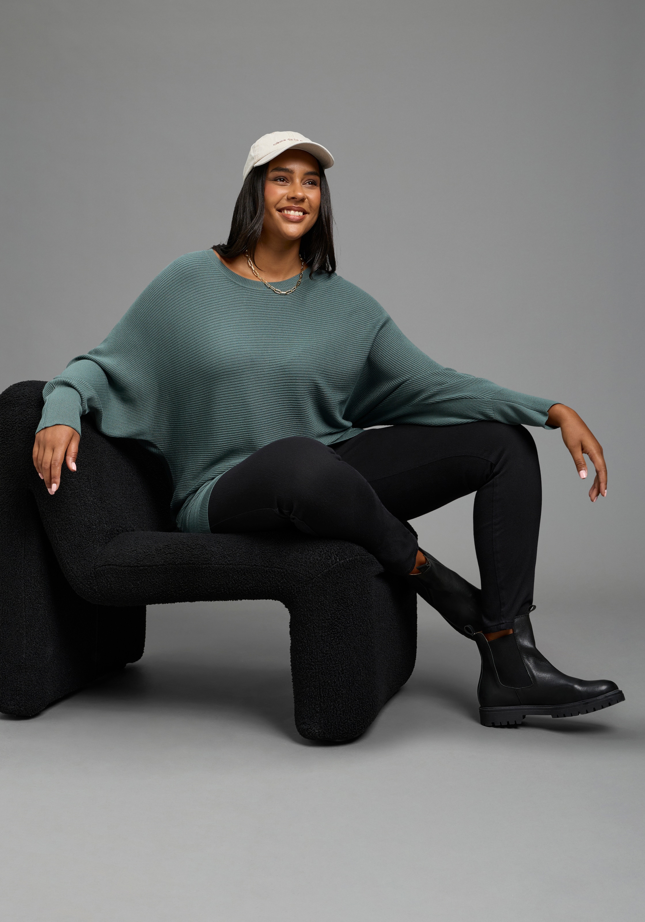Laura Scott CURVE Strickpullover »Große Größen« mit Rippstrick, lässige Passform, auch in großen Größen