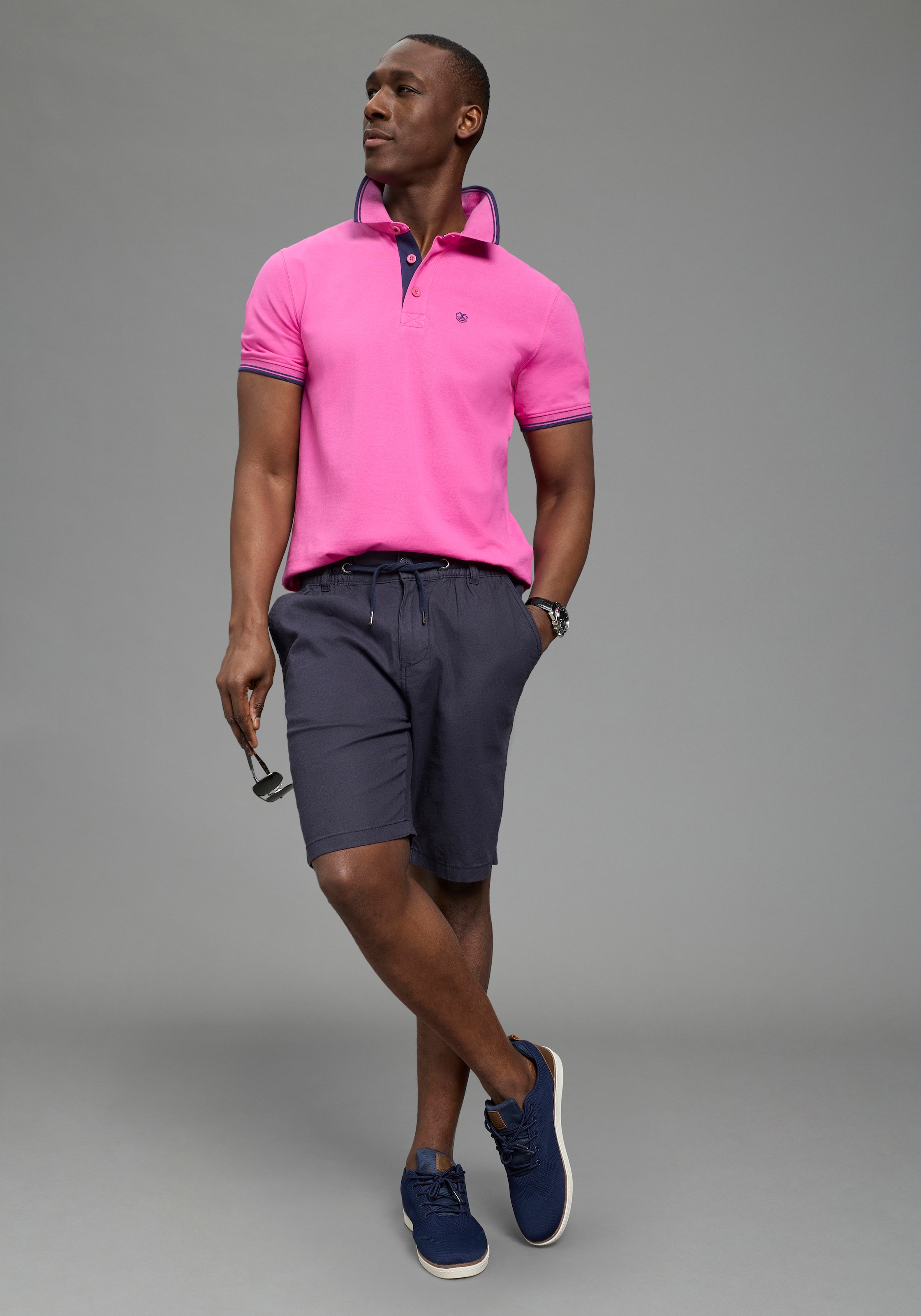 DELMAO Poloshirt »Neue Kollektion!« normale Passform, Kurzarm, mit Stickerei