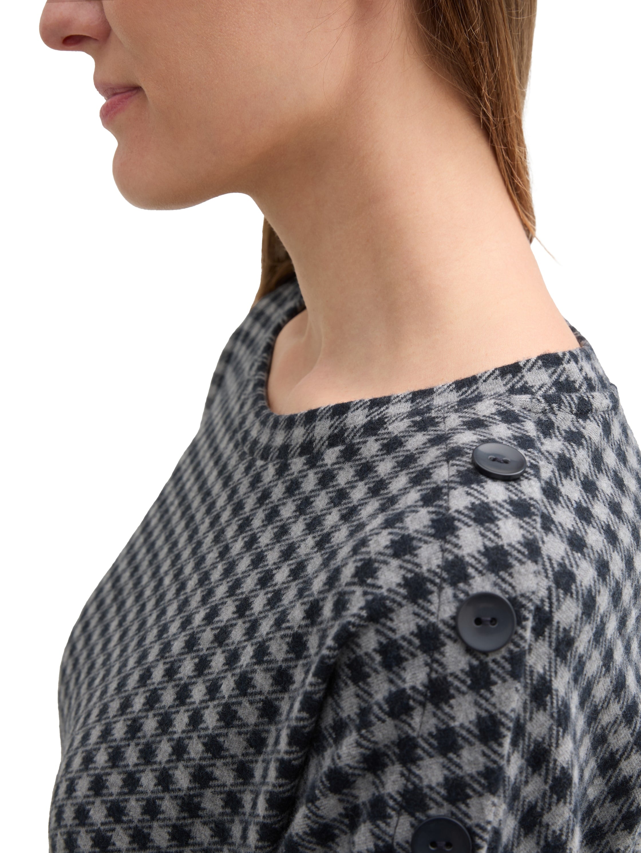 TOM TAILOR Sweatshirt, 7/8 Arm - mit Karomuster