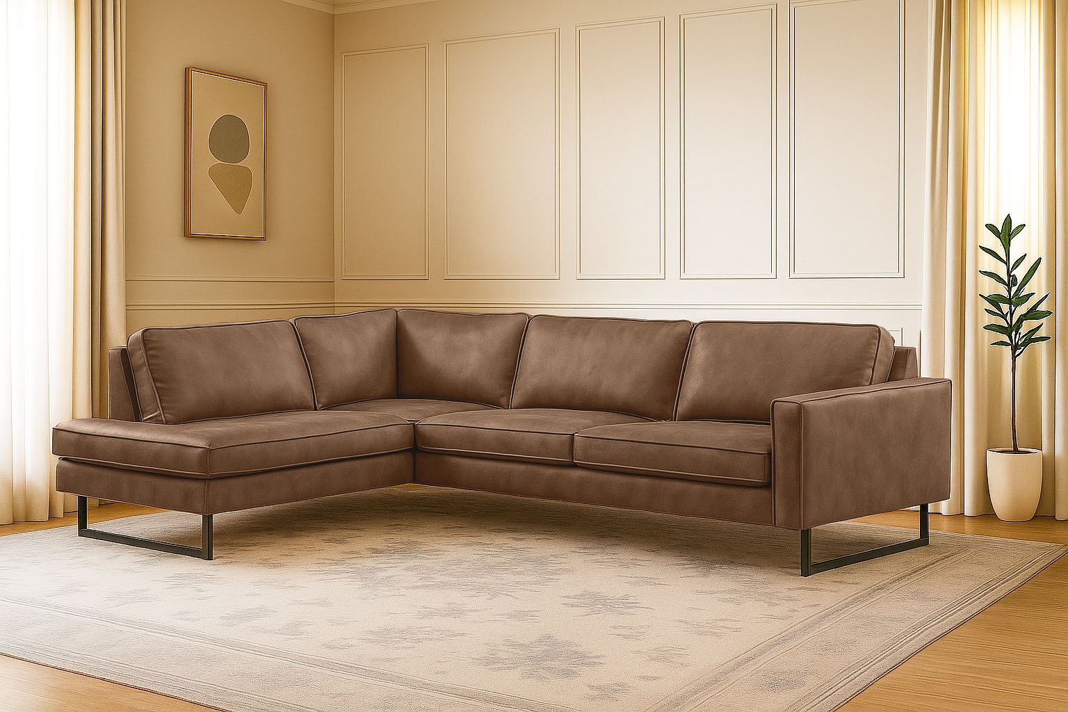 Home affaire Ecksofa »Pinto, 290 cm, Cord, Chenille, Lederoptik, Ottomane l günstig online kaufen