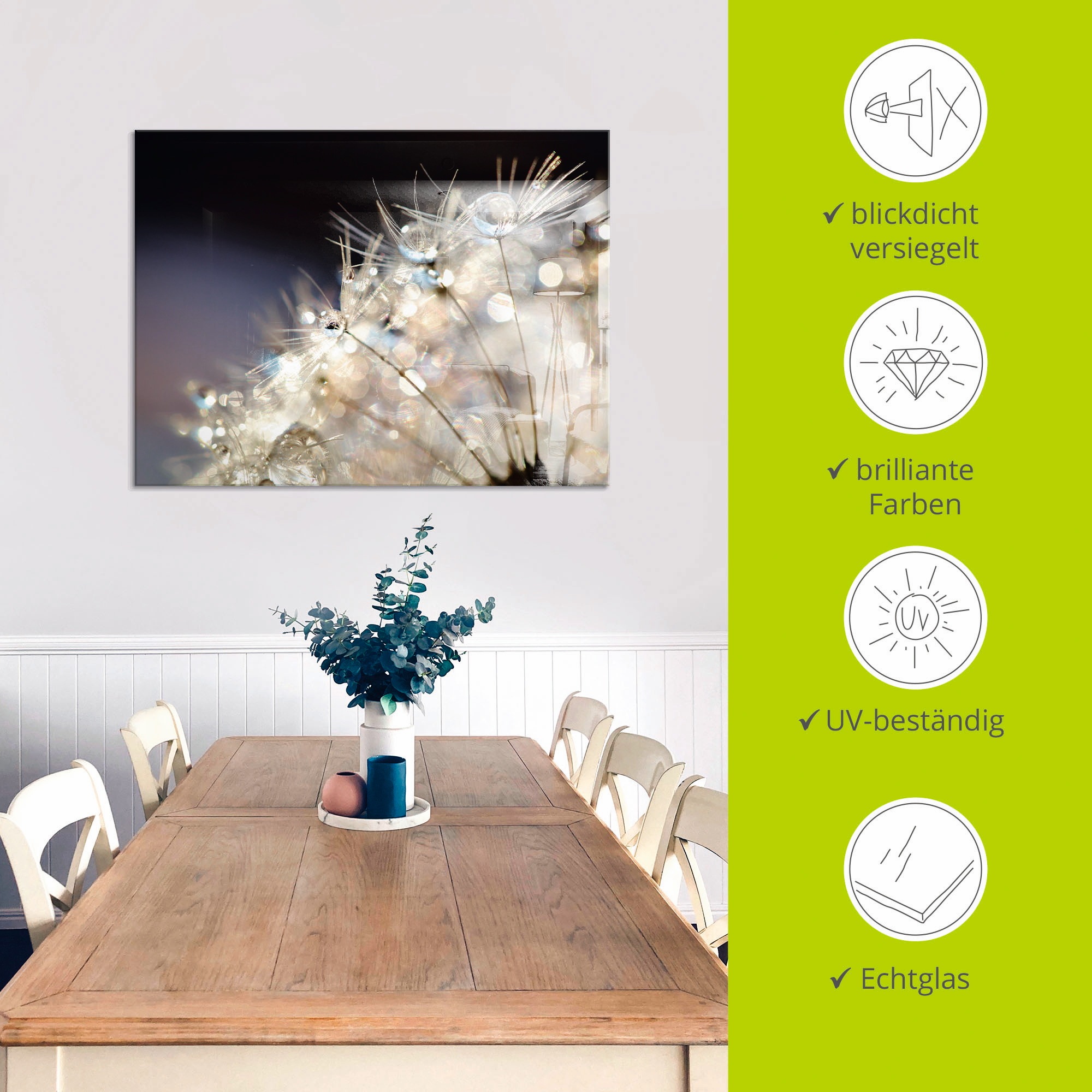 Artland Glasbild »Pusteblume Fantasie«, Blumen, (1 St.), in verschiedenen Größen
