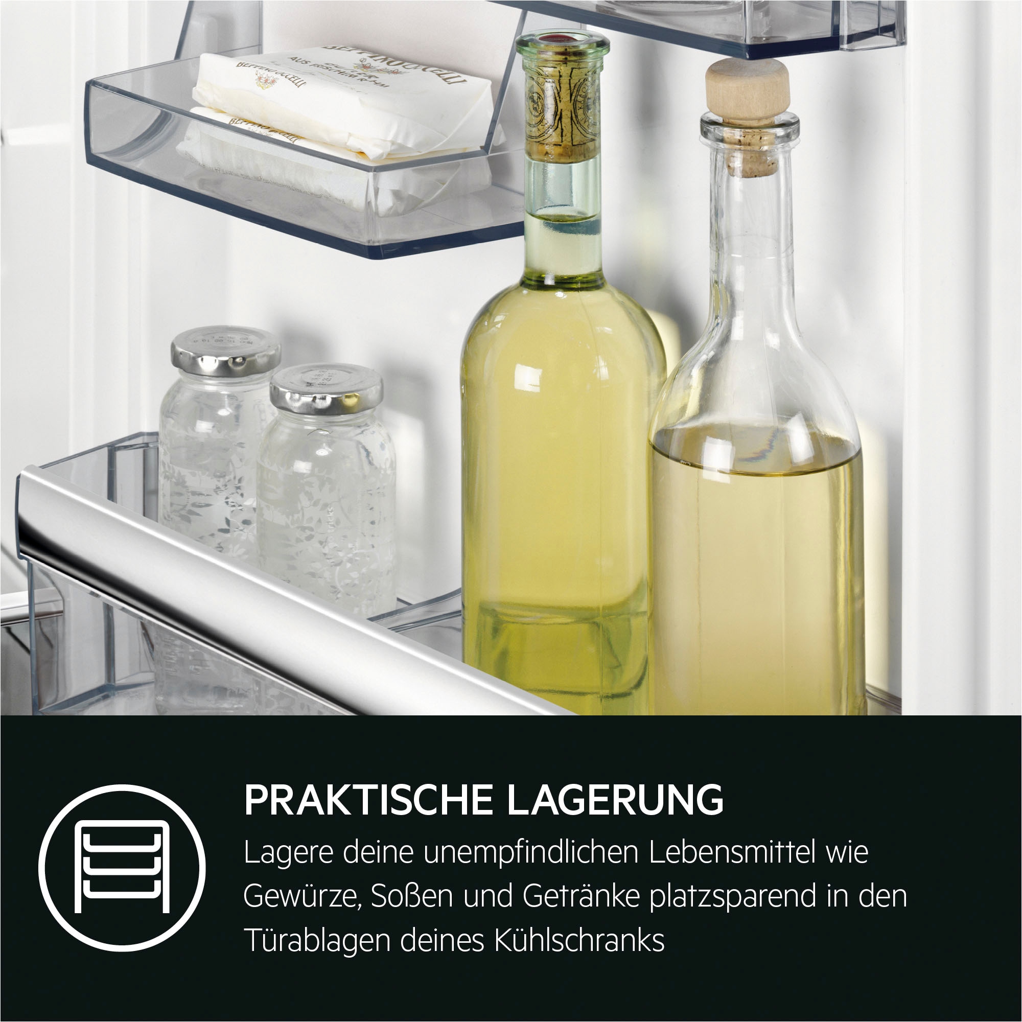 AEG Einbaukühlschrank Serie 5000 »OSK5O88EE«, 142 Liter, variable Glasablagen, LED-Beleuchtung, Dekorfähig