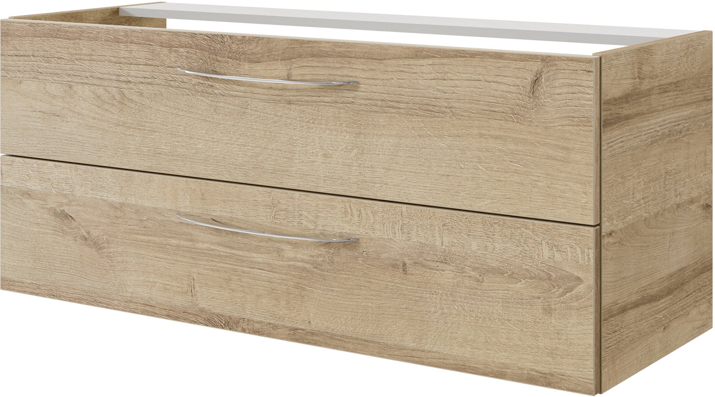 Saphir Waschtisch »Serie 4035 zwei Keramik-Aufsatzbecken mit Unterschrank, 118 cm breit«, Waschplatz, 2 Schubladen, inkl. Schubladendämpfer, Griffe Chrom Glanz