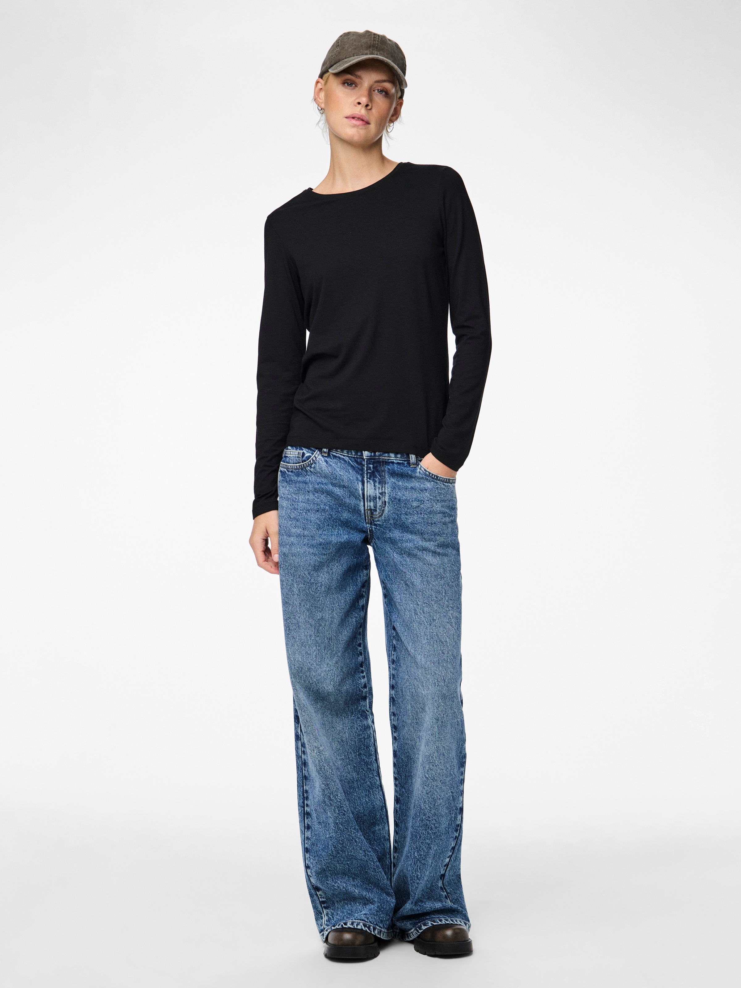 pieces Langarmshirt »PCSIRENE LS TEE JRS NOOS« Baumwollmischung, slim fit