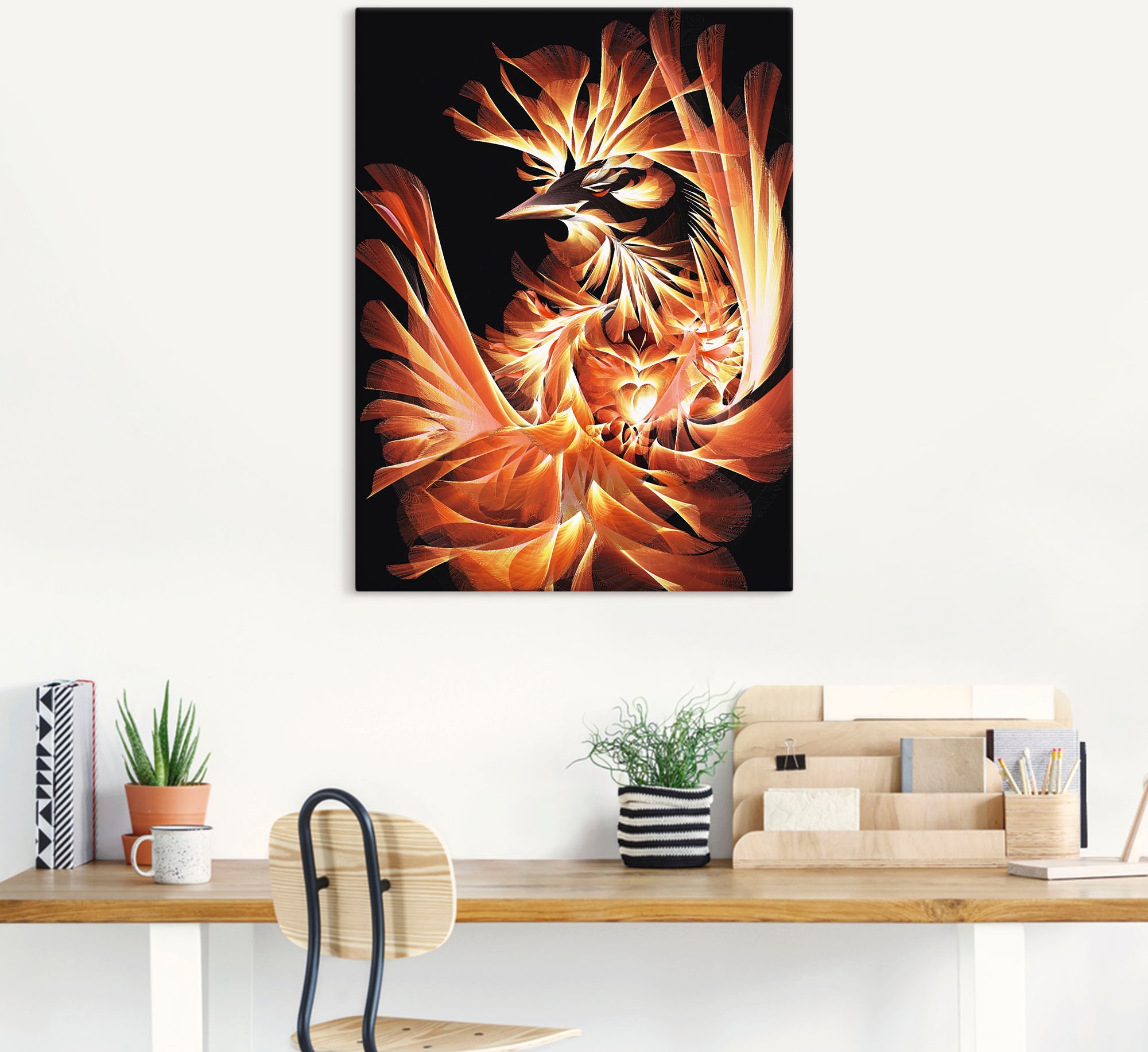 Artland Leinwandbild »Geburt des Feuervogels«, Animal Fantasy, (1 St.), auf Keilrahmen gespannt