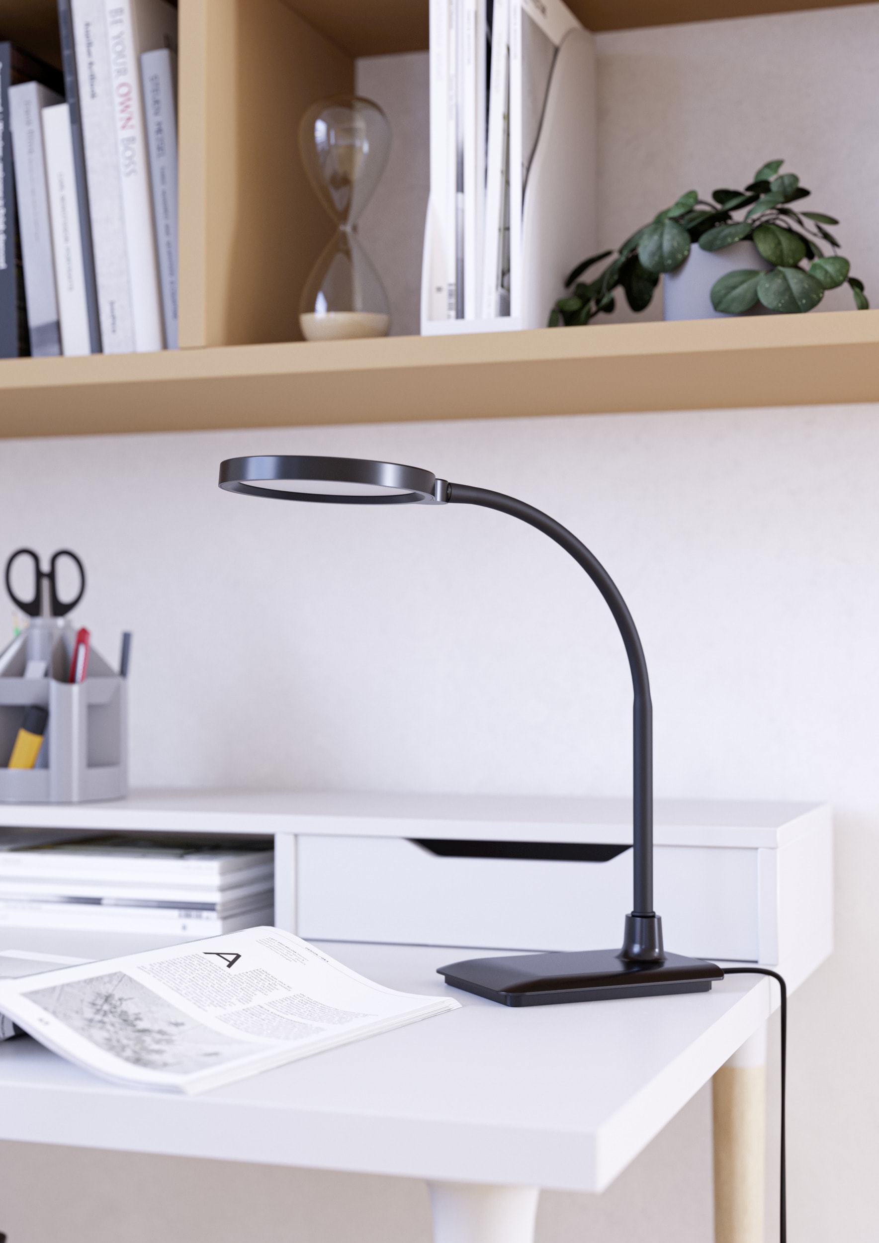 EGLO Tischleuchte »LAURO Tischlampe - Kunststoff - LED - 1X5,5W - IP20« LED-Modul 1 Stk. Kaltweiß | Neutralweiß | Warmweiß Nachttischlampe, Schreibtischleuchte, Leselampe, L33,5 x B14 x H36 cm