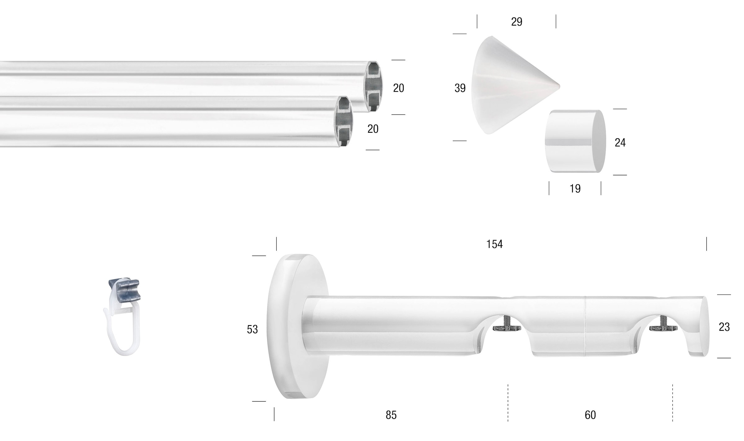 GARESA Gardinenstange »WHITE« Ø 20 mm 2 läufig-läufig Wunschmaßlänge Vorhan günstig online kaufen