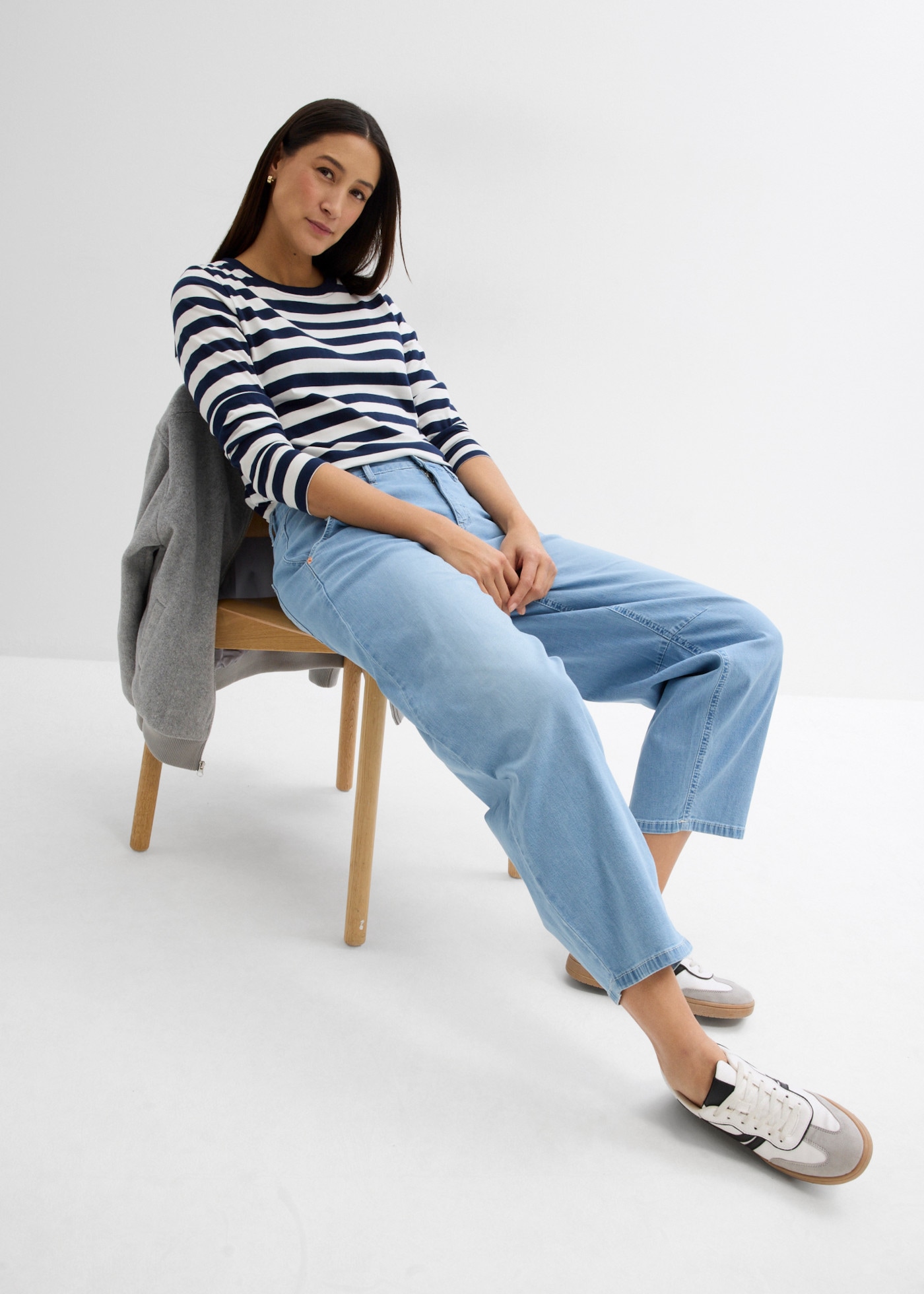 bonprix Stretch-Jeans mit Stretch-Anteil, lockere Passform, verkürzte Balloon Leg