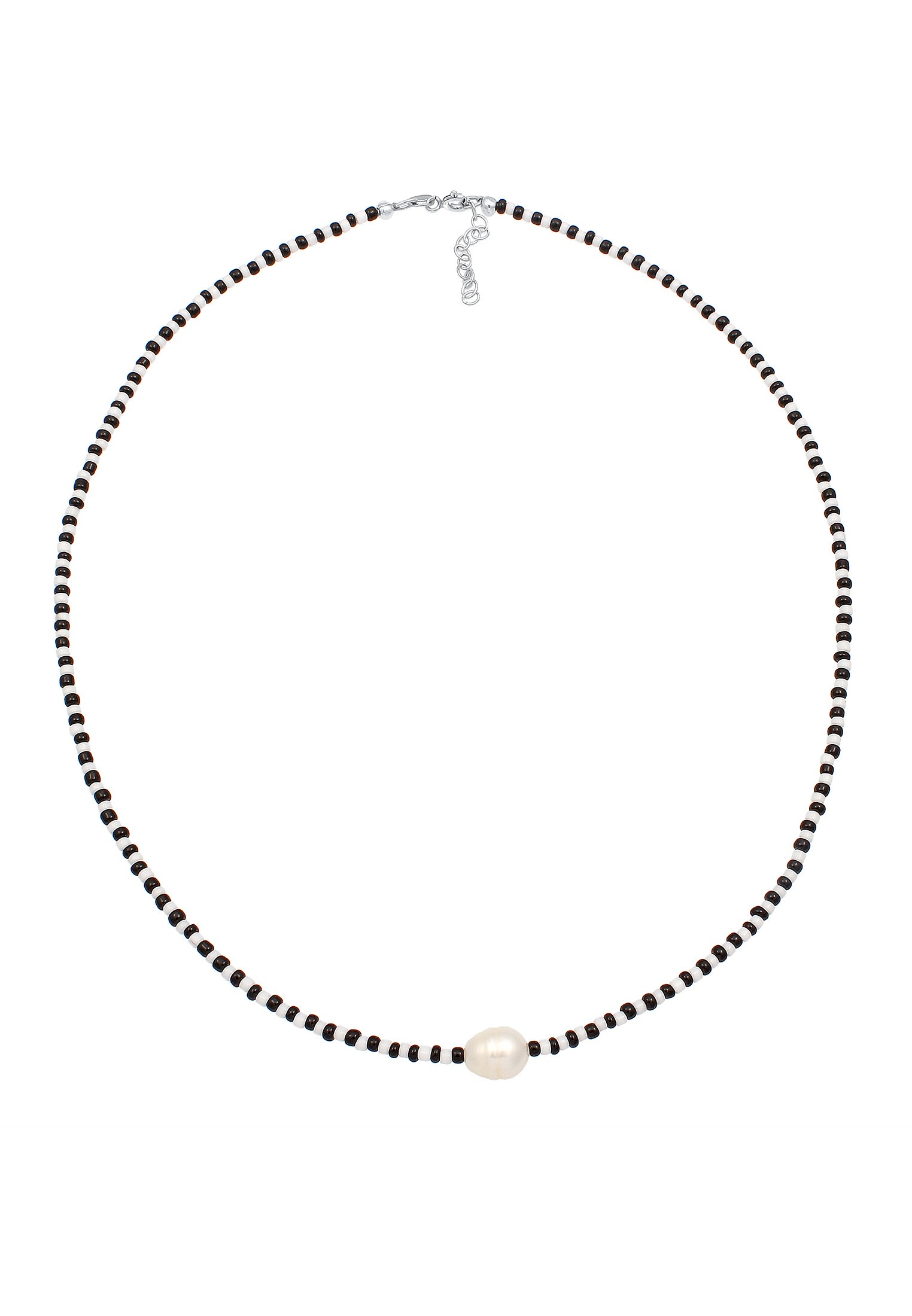 Elli Perlenkette »Barock Perle Glass Beads Schwarz Weiß 925 Silber«
