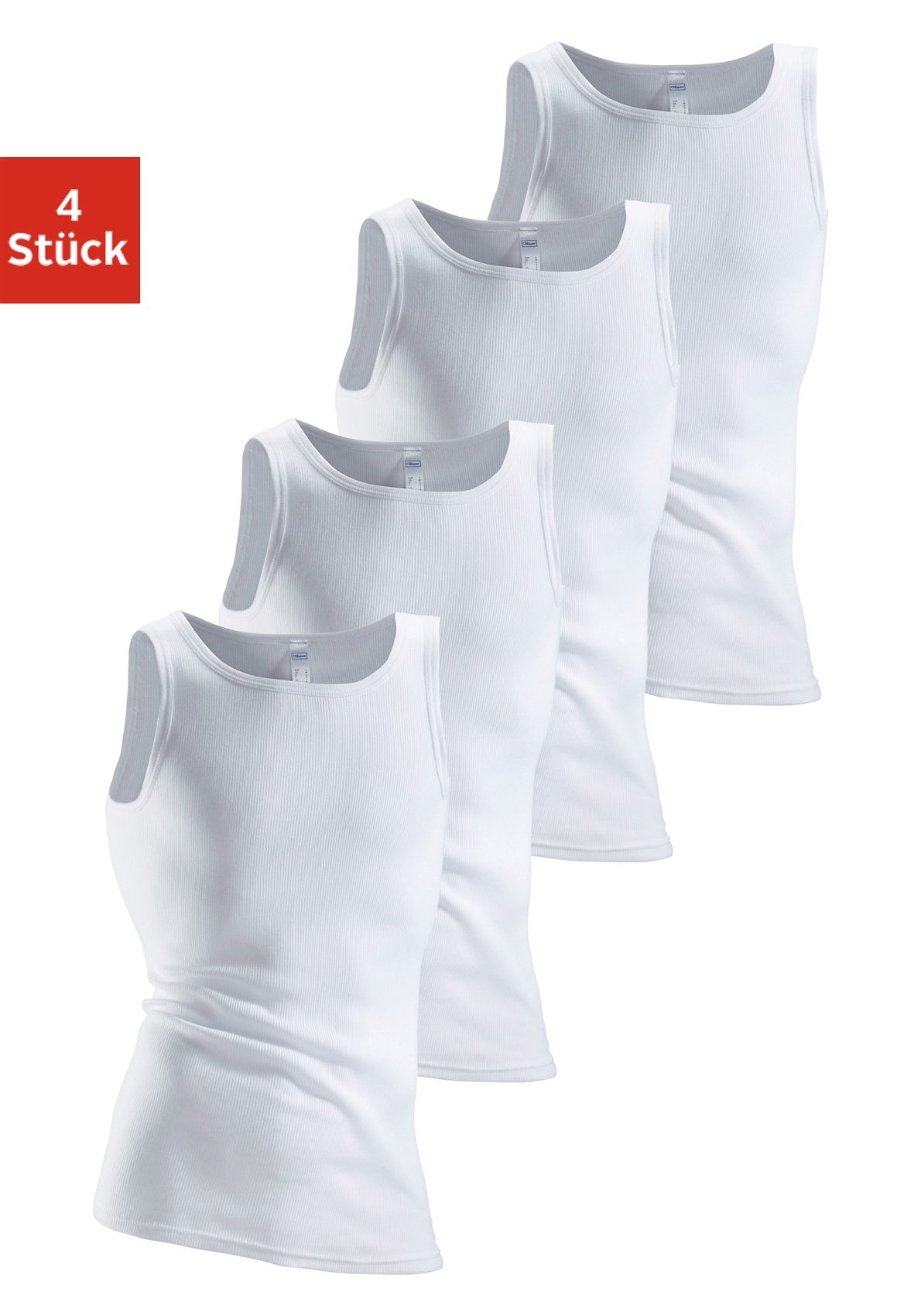 Unterhemd 4 Stk. tlg aus Doppelripp, Tanktop, Unterziehshirt, Gr. 10, weiß