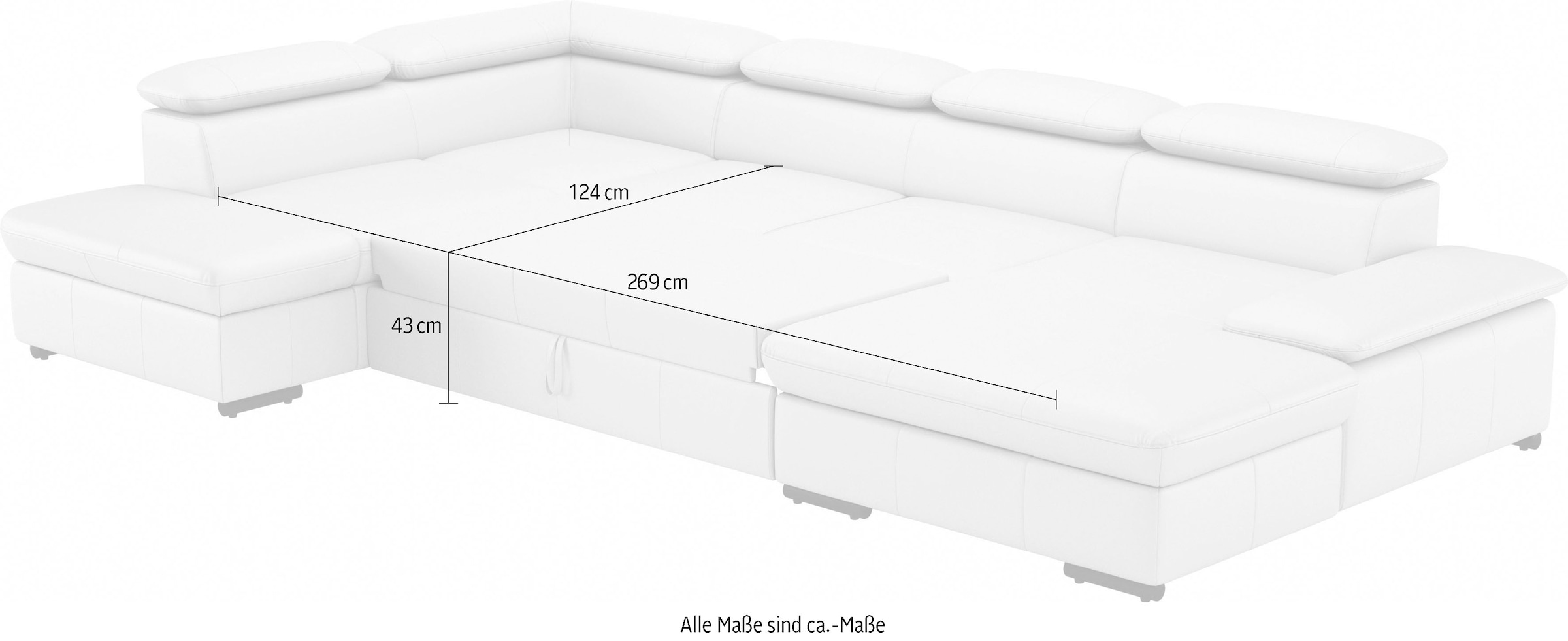 sit&more Wohnlandschaft »Alcudia U-Form«, wahlweise mit Bettfunktion