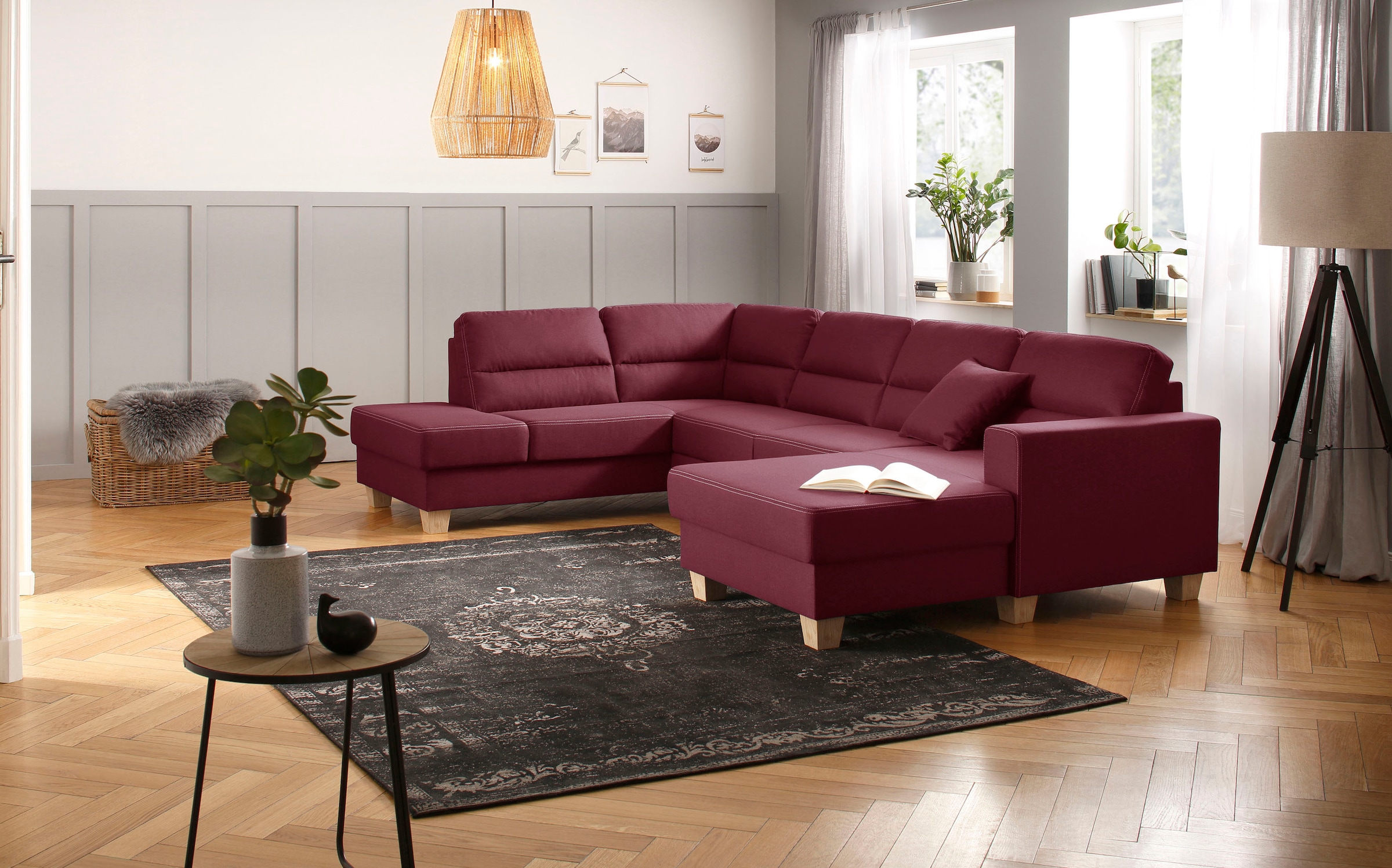 Home affaire Wohnlandschaft "Navan, komfortabel mit viel Platz, U-Form", wa günstig online kaufen