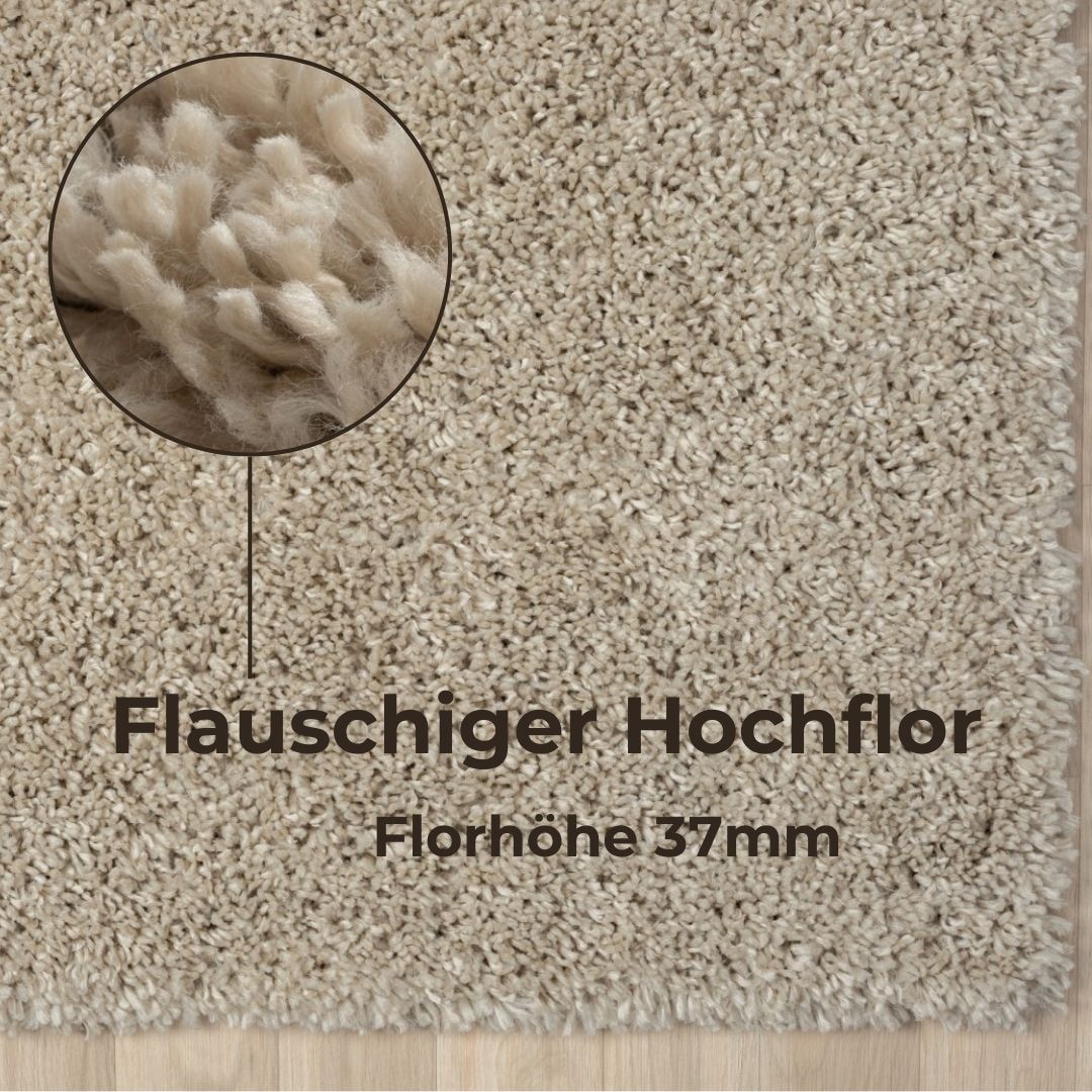 my home Hochflor-Teppich »Banji«, rechteckig, 37 mm Höhe, Uni Farben, weich und flauschig, auch als Läufer & in rund erhältlich