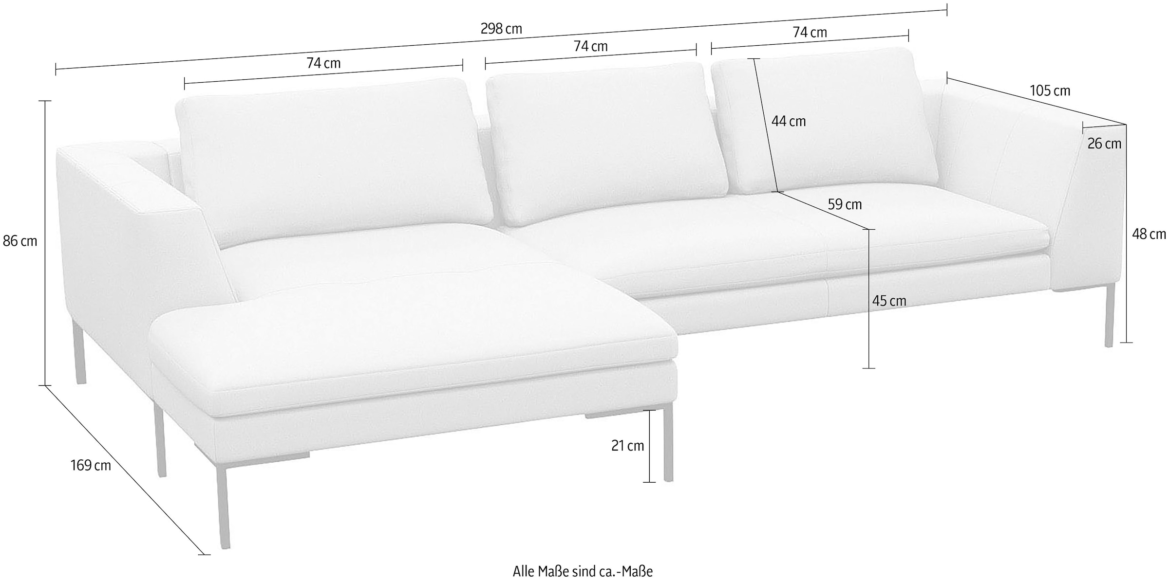 FLEXLUX Ecksofa »Loano, toller Sitzkomfort, L-Form«, modernes Sofa, frei im Raum stellbar, lose Kissen, Kaltschaum im Sitz