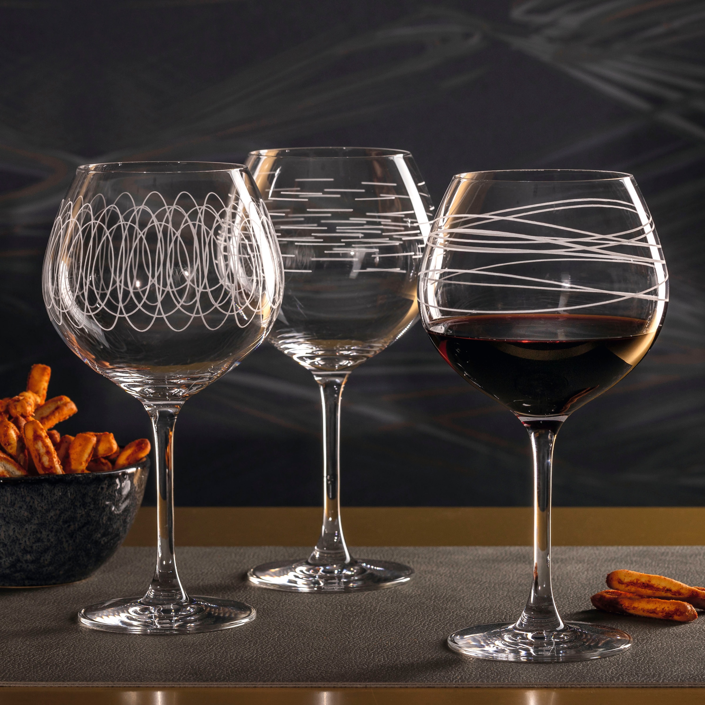 LEONARDO Weinglas »CASELLA«, (Set, 6 tlg.), 630 ml, mit Diagravur, 6-teilig