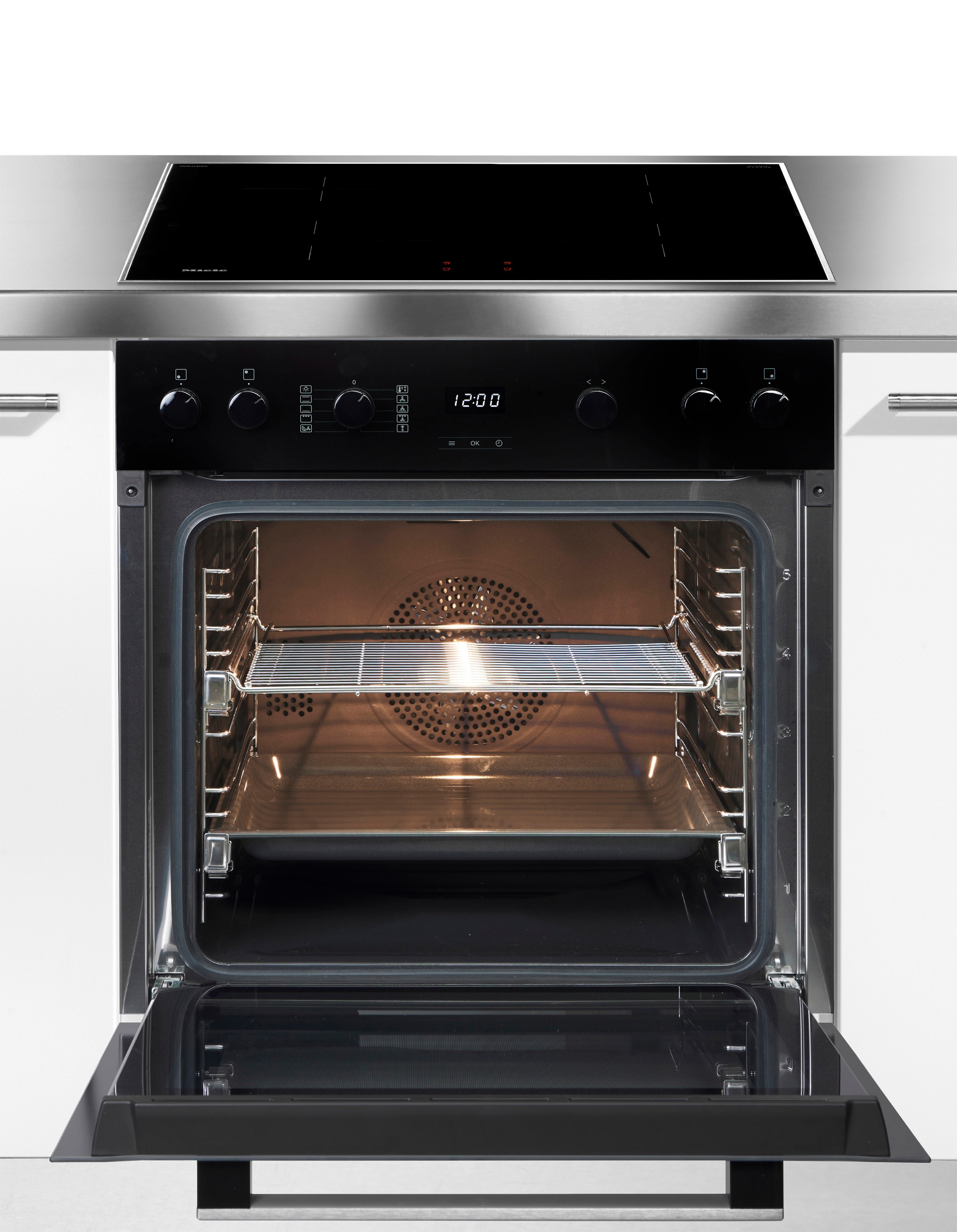 Miele Induktions Herd-Set »H2459I D OBSW + KM 7061 FR«, mit Teleskopauszug nachrüstbar, PerfectClean Ausstattung, EasyControl Bedienung