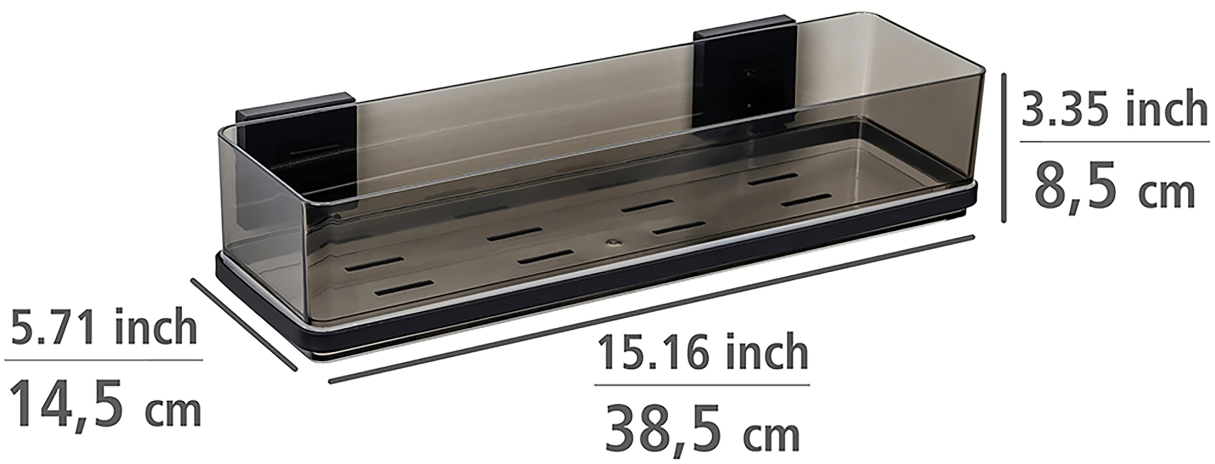 WENKO Duschablage »Vacuum-Loc® Modell Quadro«, aus Kunststoff, Edelstahl-Halterung, Befestigen ohne Bohren