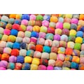 THEKO Wollteppich »Ballo«, rund, 22 mm Höhe, Filzkugel-Teppich, reine Wolle, handgefertigt, ideal im Wohnzimmer & Schlafzimmer