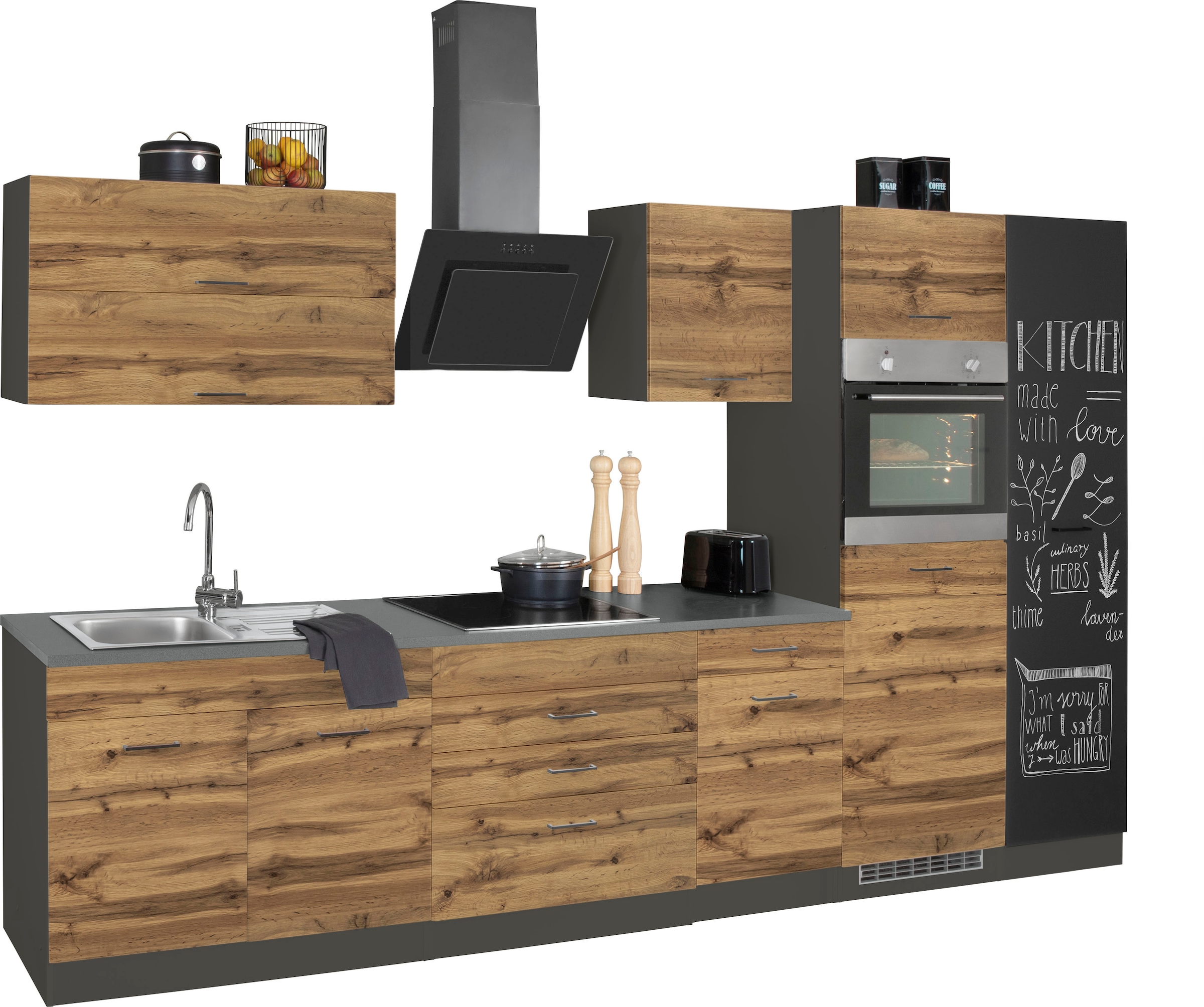 KOCHSTATION Küchenzeile »KS-Trier«, mit E-Geräten, Breite 340 cm