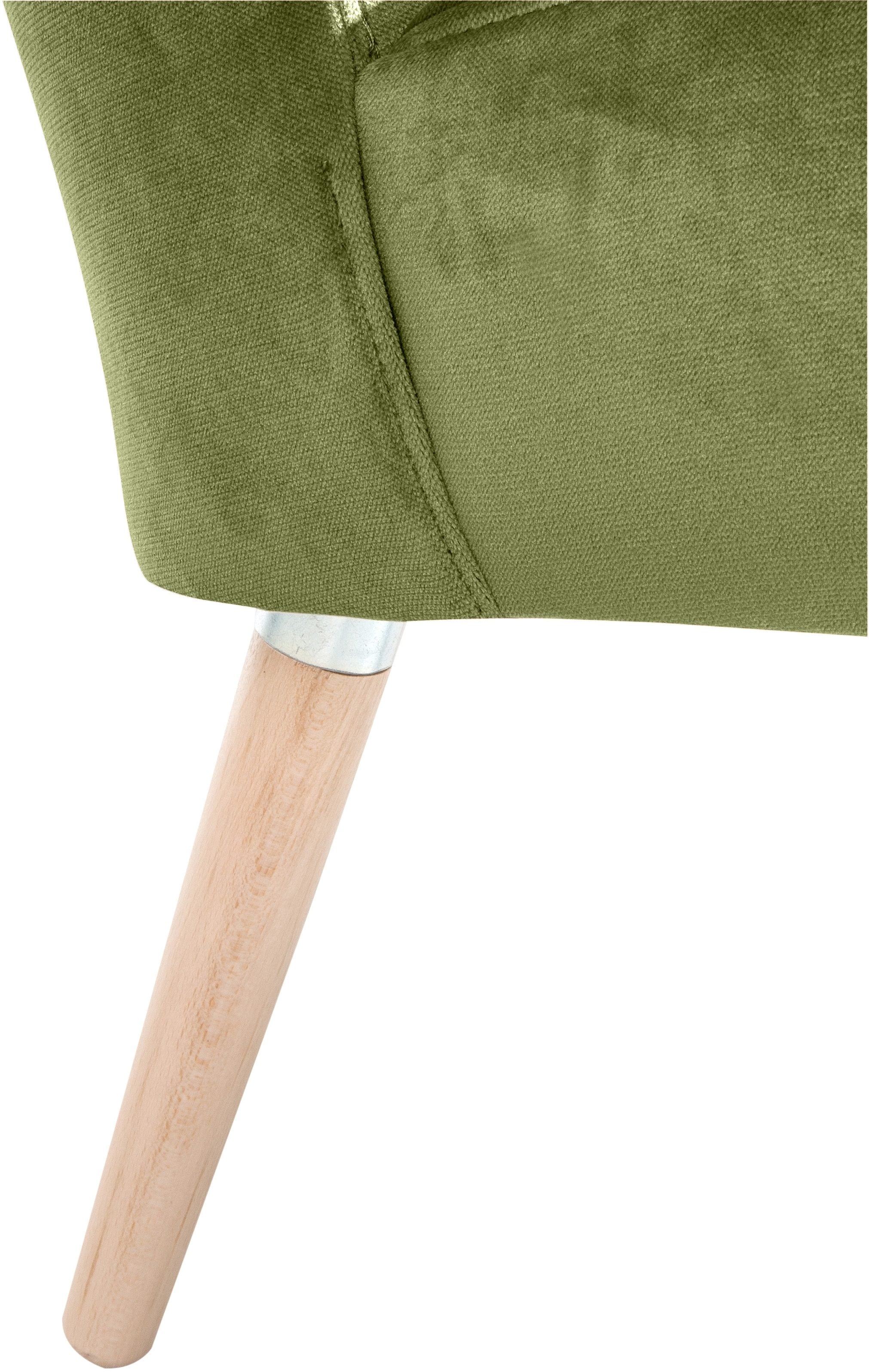 Max Winzer® Sessel »Nikki, Loungesessel, Retro und modern, mit geschwungener Rückenlehne«, Knopfheftung, weicher Samtvelours in aktuellen Farben