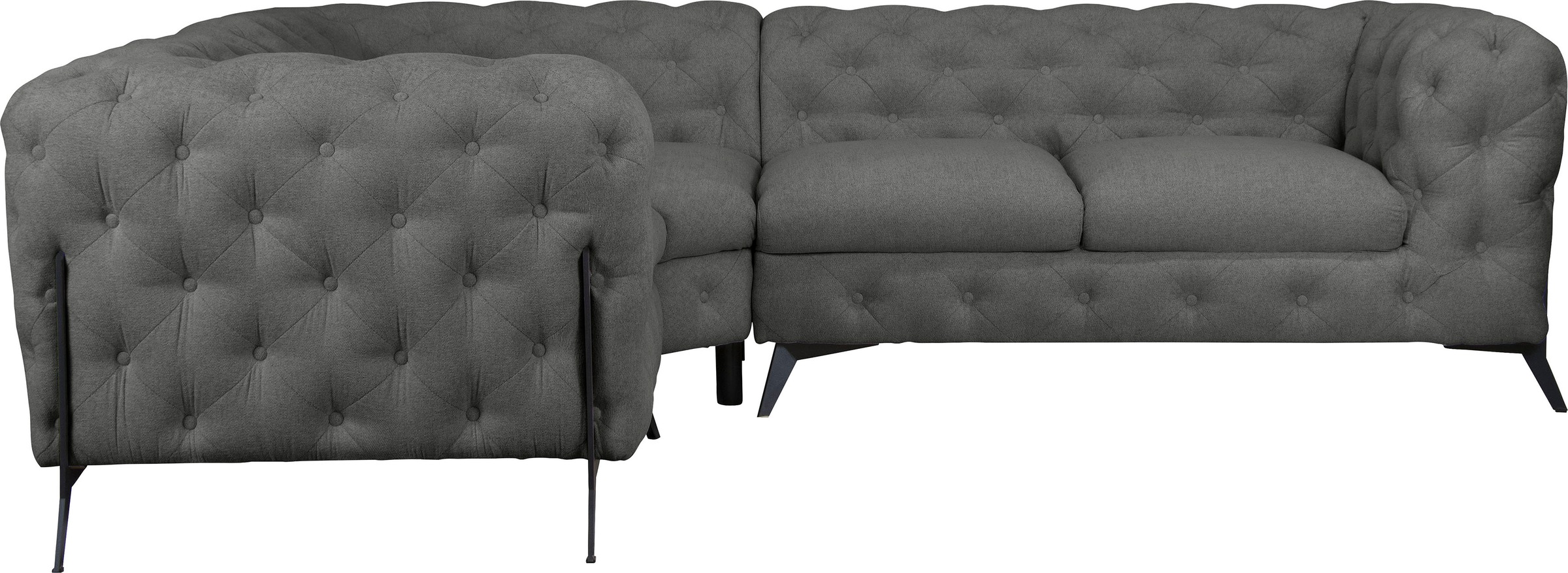 Leonique Chesterfield-Sofa »Amaury L-Form«, Chesterfield-Optik, Breite/Tiefe je 262 cm, Fußfarbe wählbar