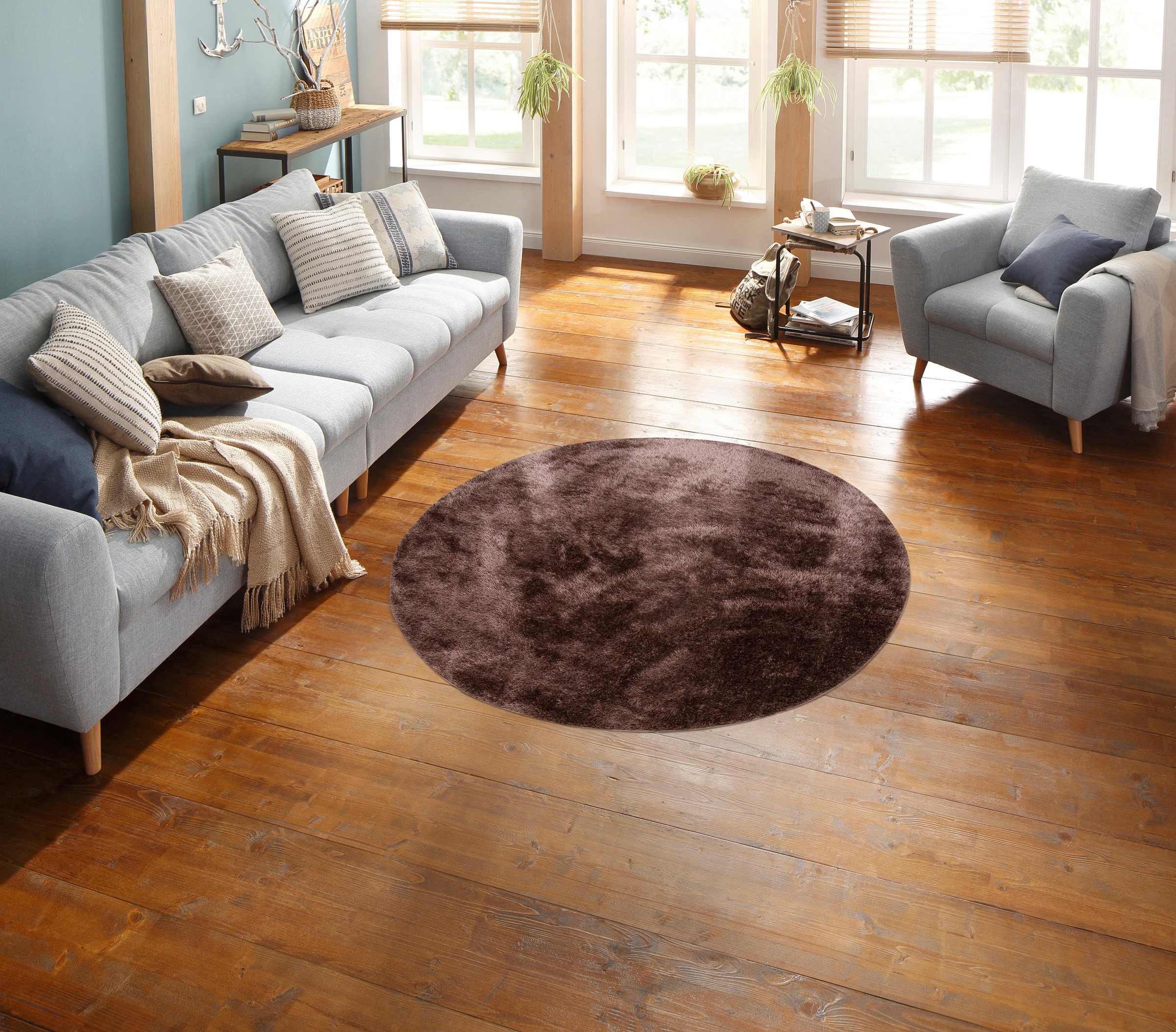 my home Hochflor-Teppich »Mikro Soft Ideal«, rund, 30 mm Höhe, Mikrofaser, extra flauschig, weich, pflegeleicht, elegant, Uni