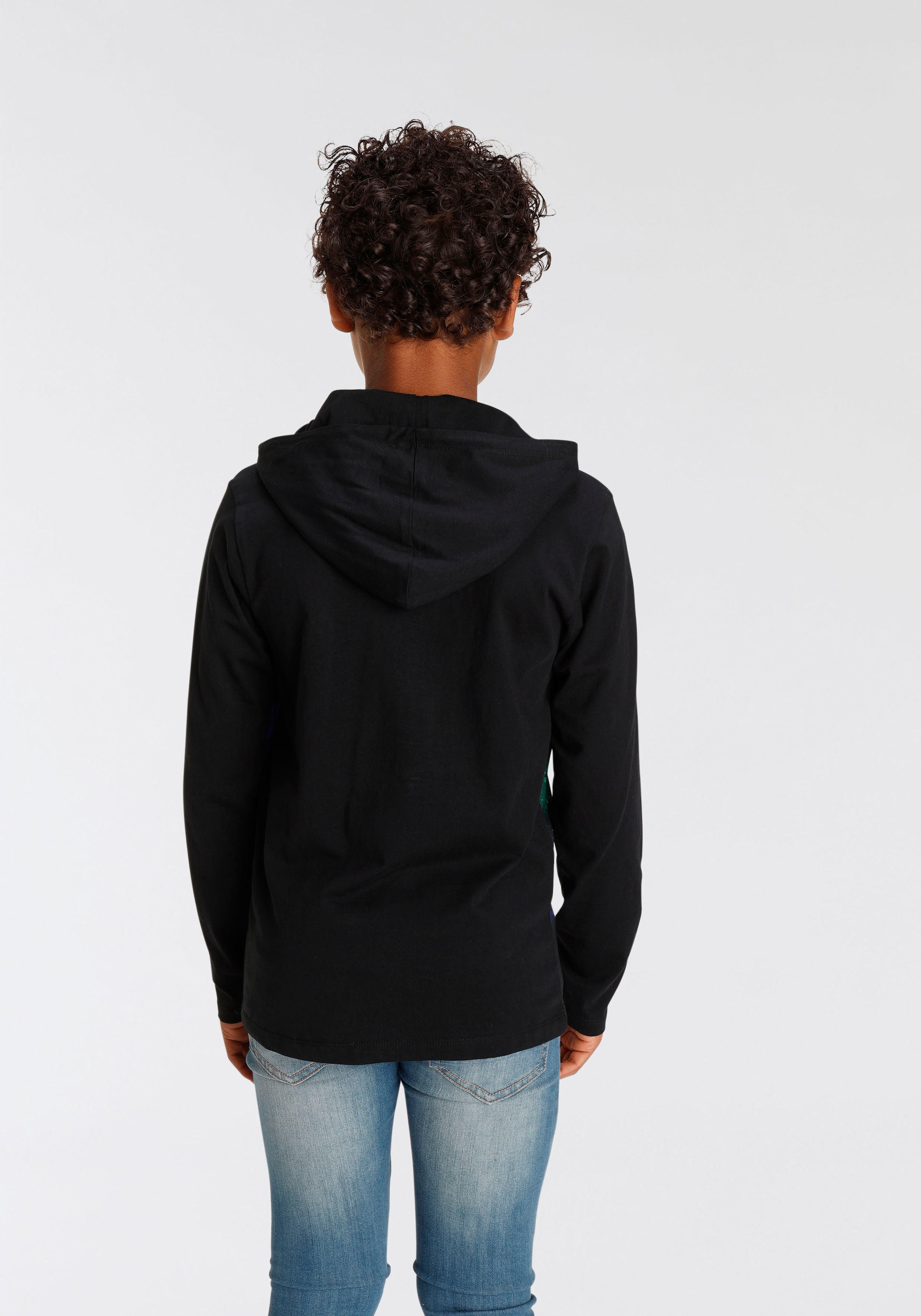 KIDSWORLD Kapuzenshirt »UNIVERSUM«, Langarm, Basic-Passform, mit trendigem Druck, aus Jerseystoff