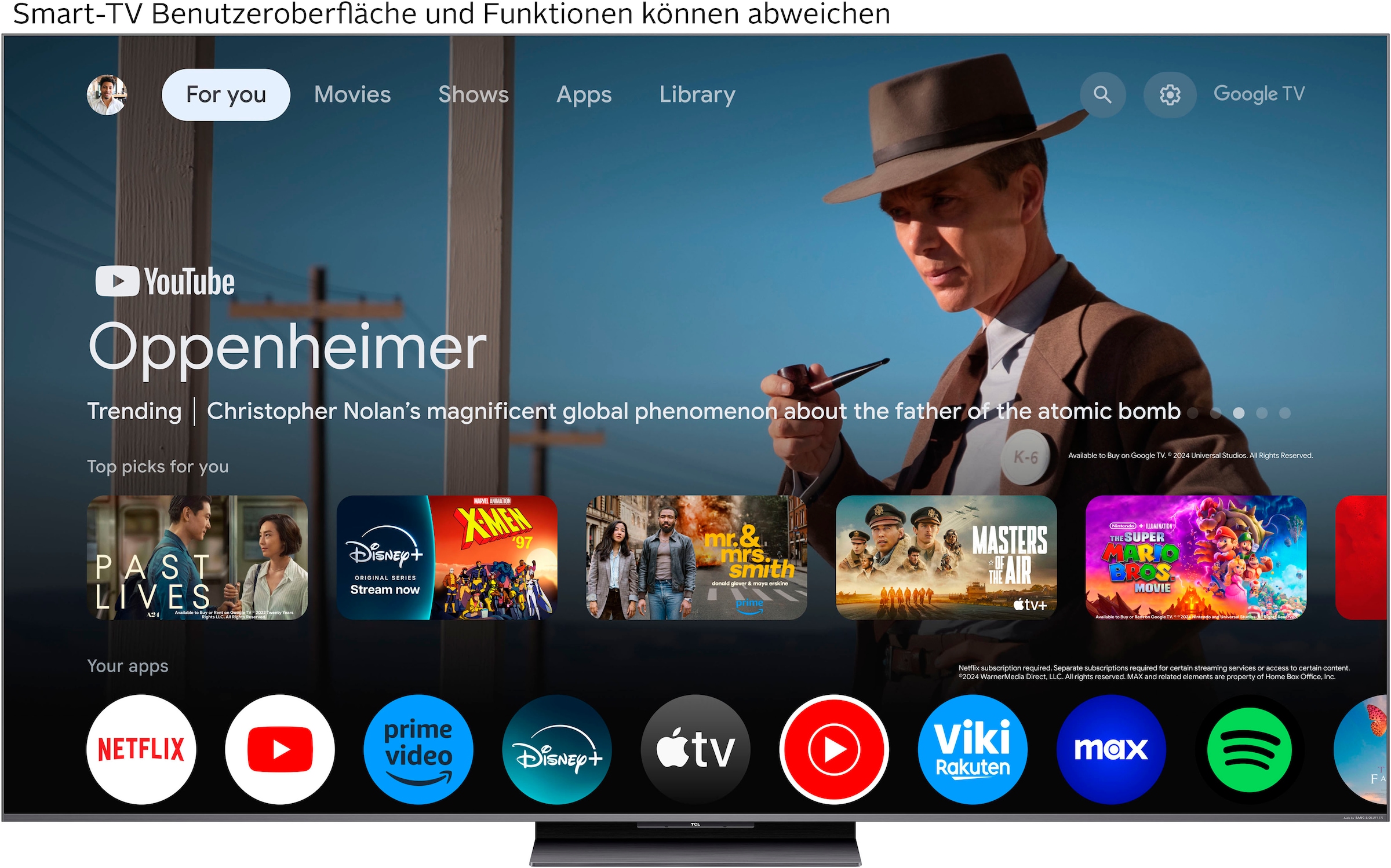 TCL QLED Mini LED-Fernseher »85Q8CX7«, 4K Ultra HD, Google TV-Smart-TV, Audio von Bang & Olufsen, Smart TV, Apple TV, 144Hz, 4K HDR, Multi-HDR