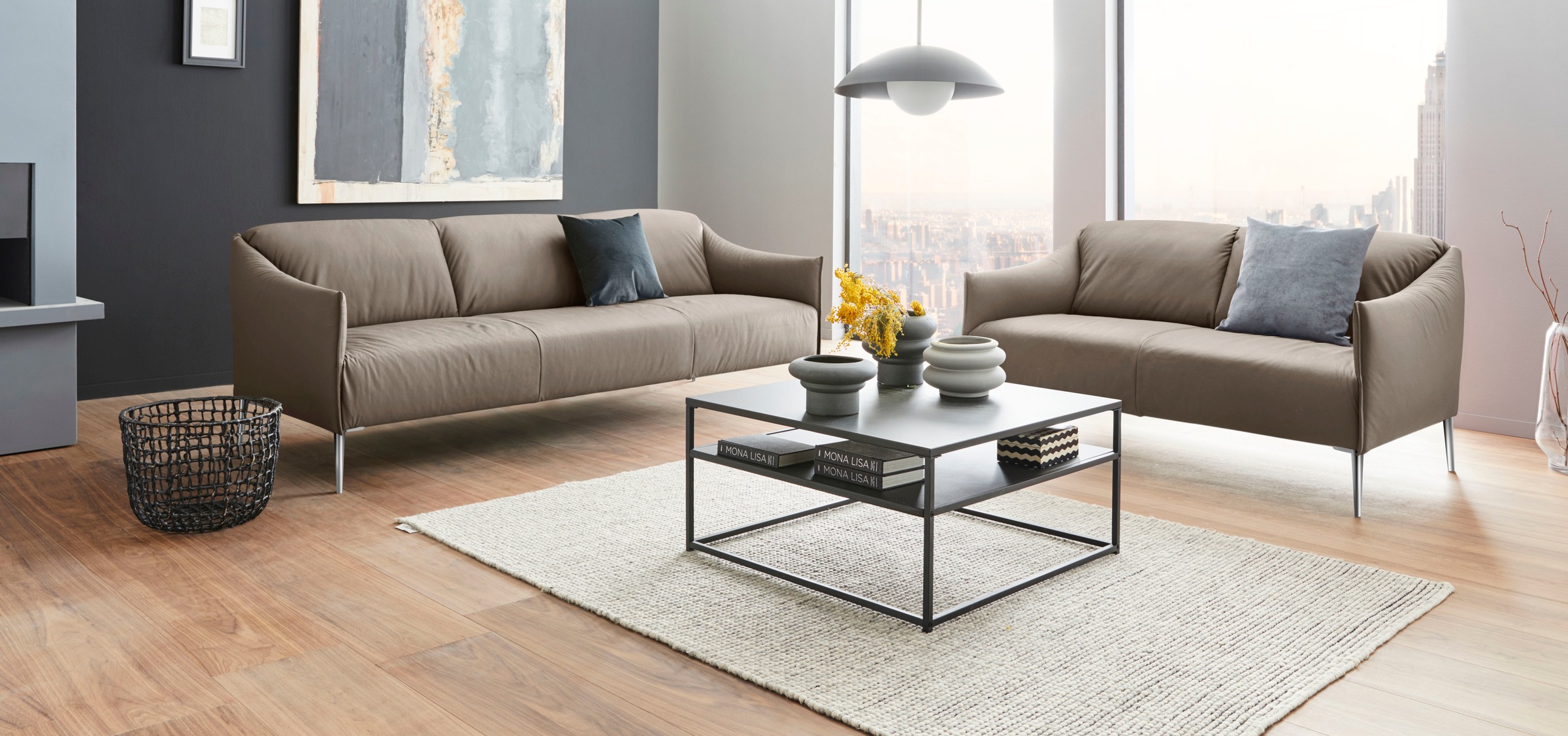 W.SCHILLIG 3-Sitzer »sally«, mit Metallfüßen in Chrom glänzend, Breite 224 cm