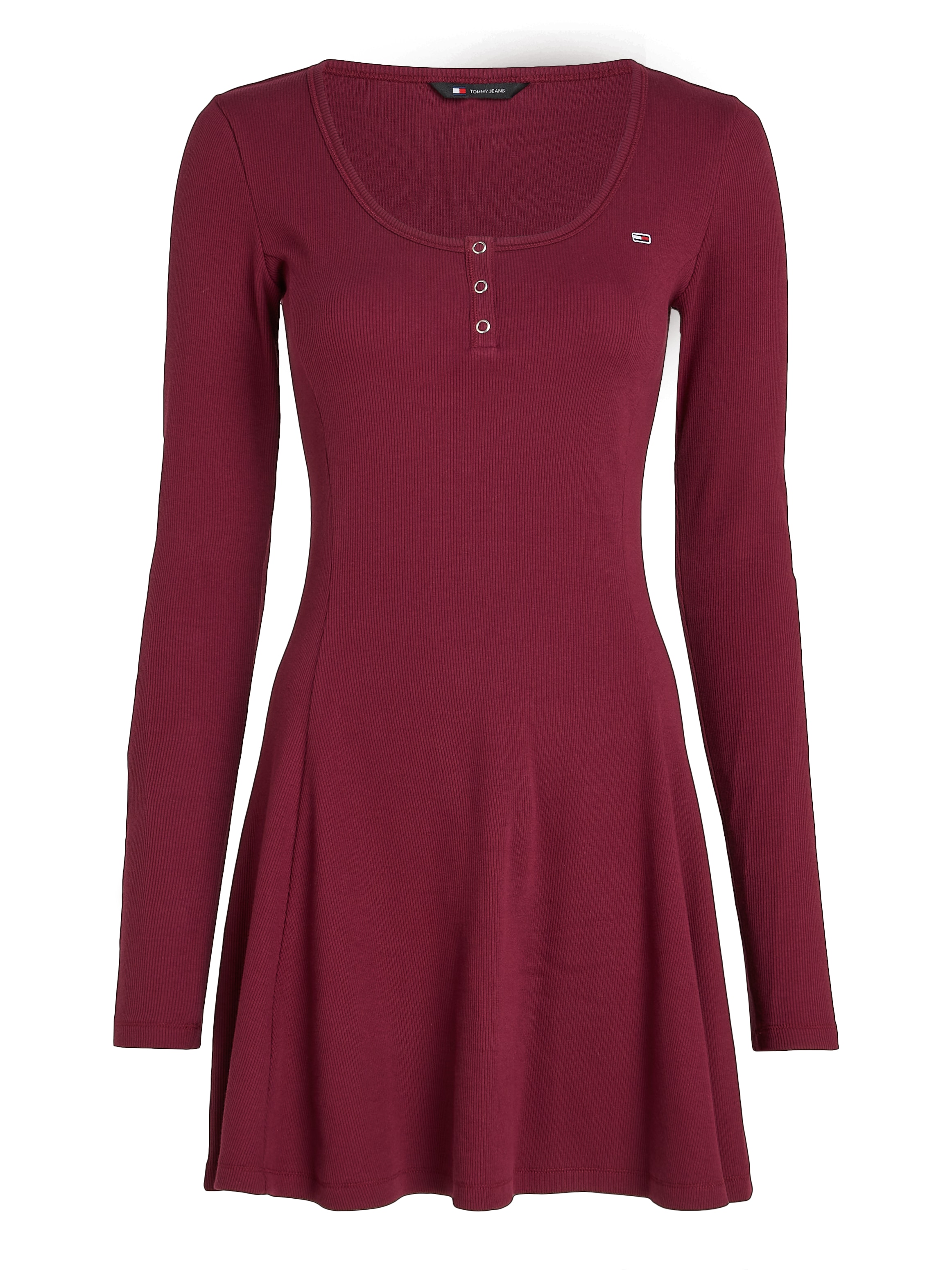 Tommy Jeans Blusenkleid »TJW HENLEY FLARE DRESS«, mit Tommy Jeans Flagge