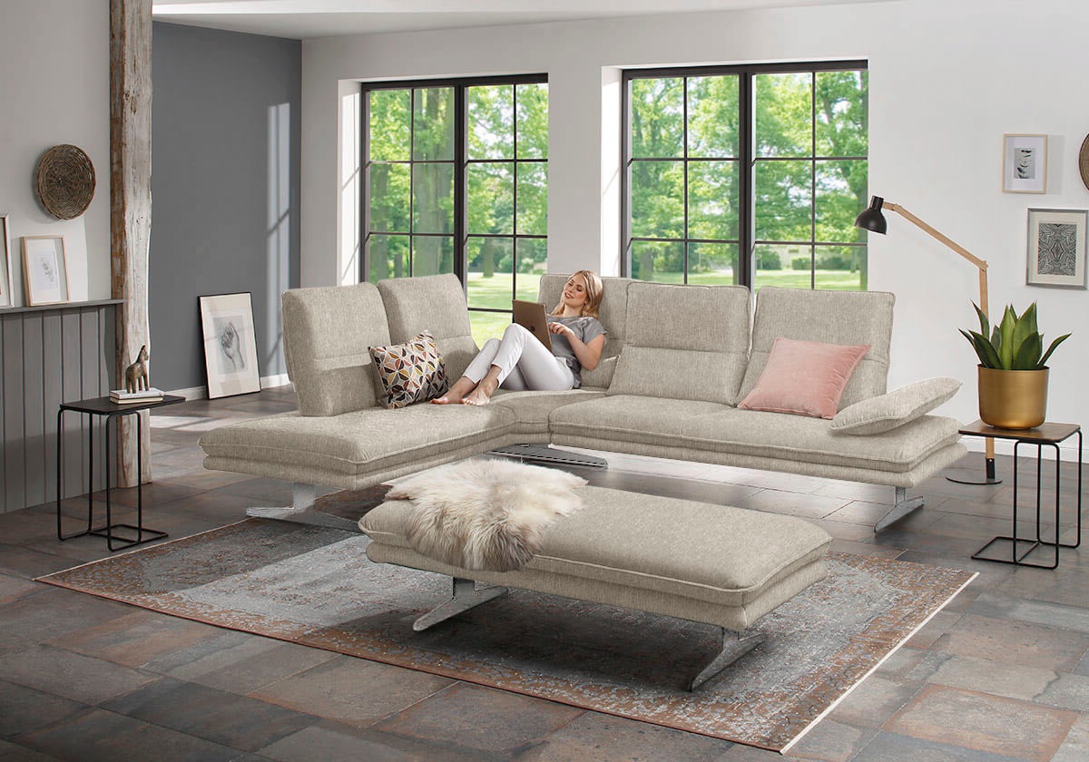 W.SCHILLIG Ecksofa »broadway, Designsofa, mit tollem Sitzkomfort, L-Form«, Sitztiefenverstellung, Kopfteil- & Seitenteilverstellung, Breite 284cm