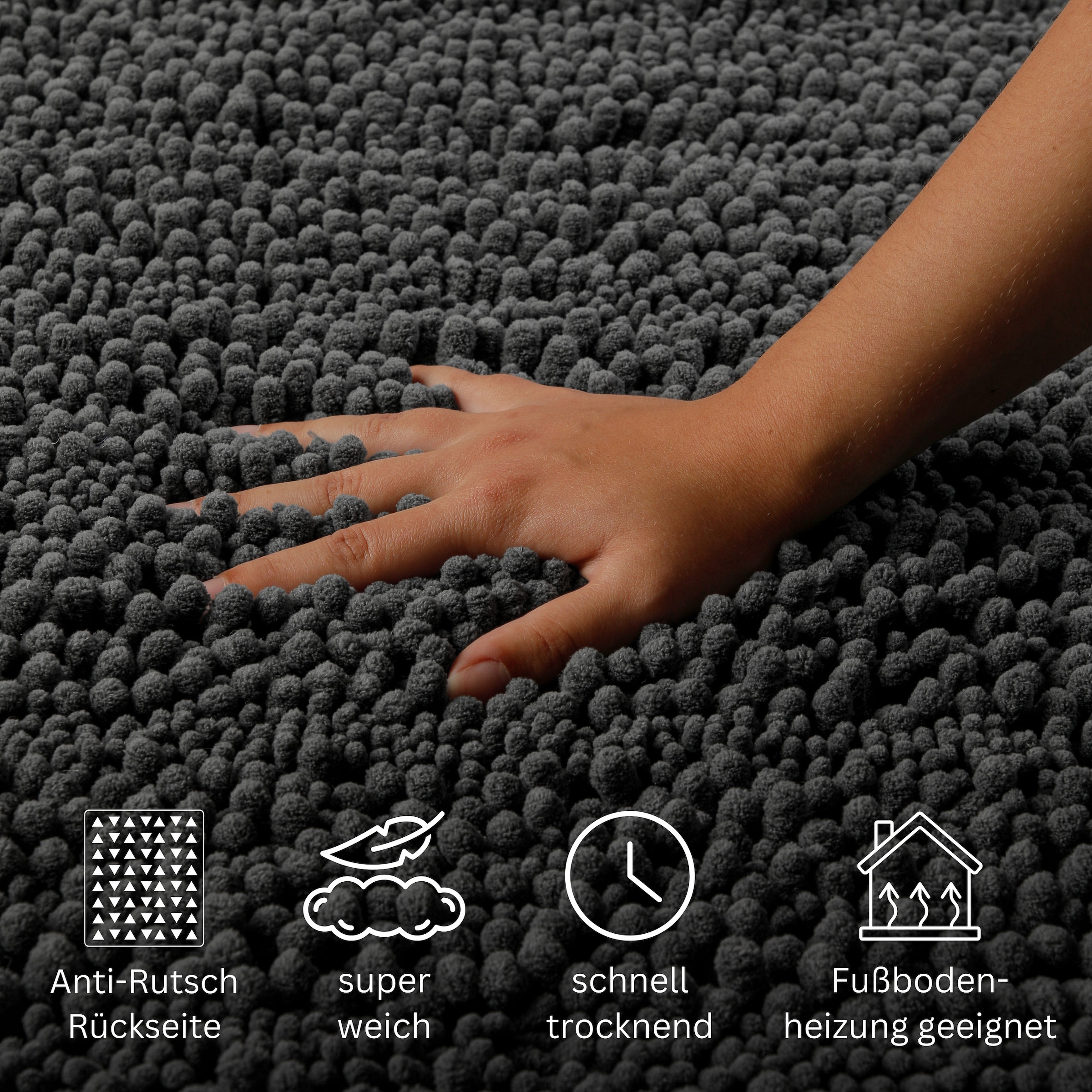 OTTO home Badematte »Torrni« Höhe 22 mm rutschhemmend beschichtet fußbodenheizungsgeeignet | schnell trocknend Badteppich, getuftet, modern, Uni, antirutsch, flauschig, hochflor