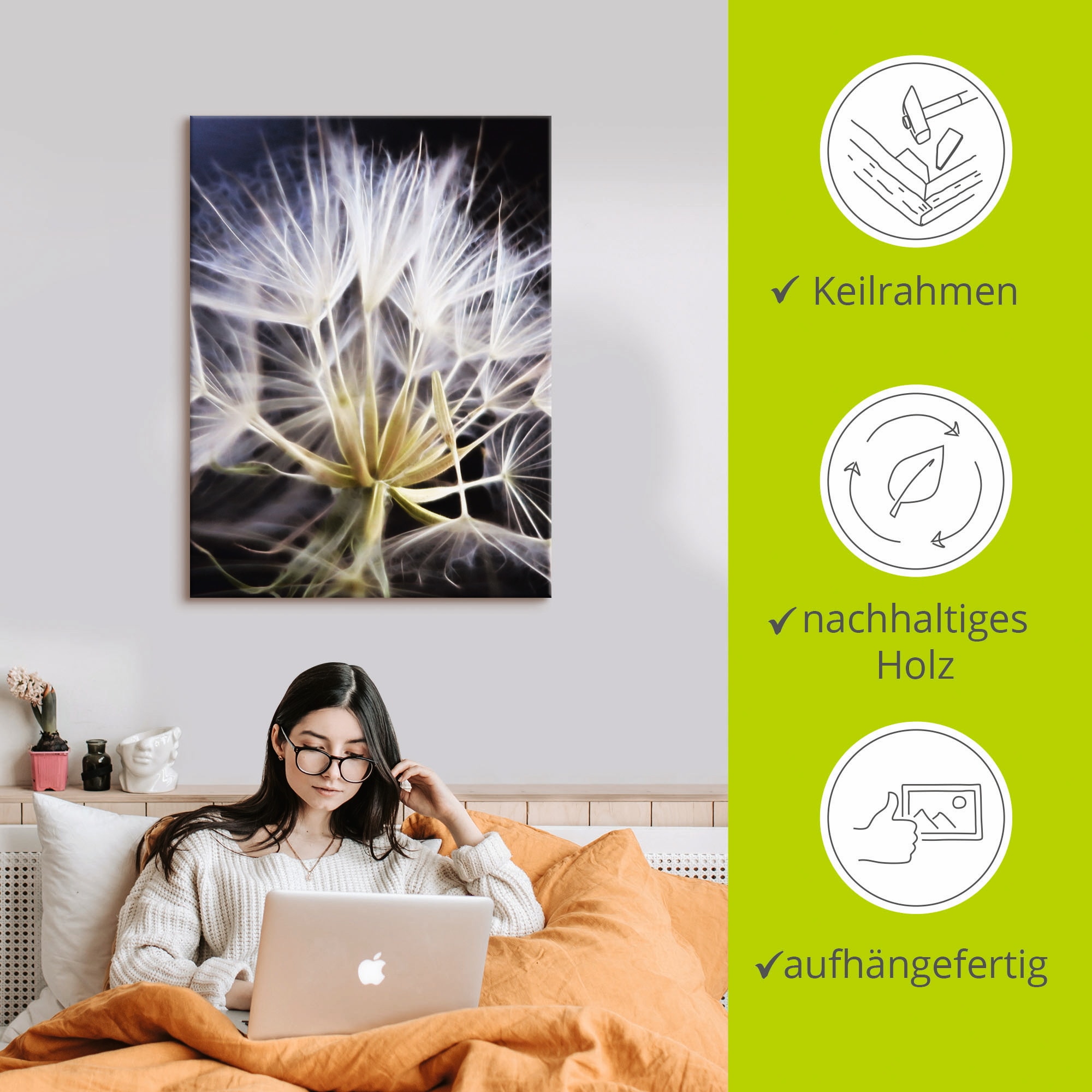 Artland Wandbild »Pusteblume«, Blumen, (1 St.), als Leinwandbild, Poster in verschied. Größen
