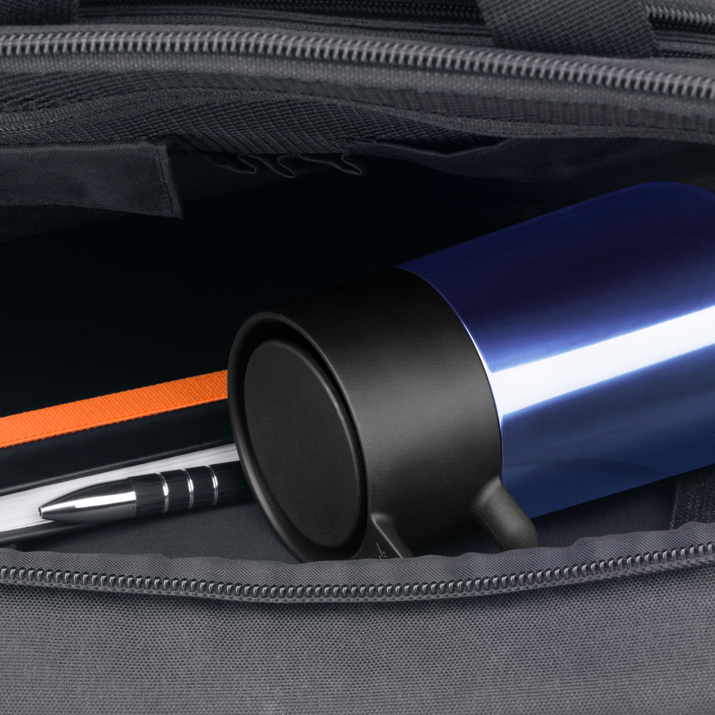 WMF Thermobecher »Impulse Travel Mug«, doppelwandiger Edelstahl, geringe Höhe, 360°-Trinköffnung