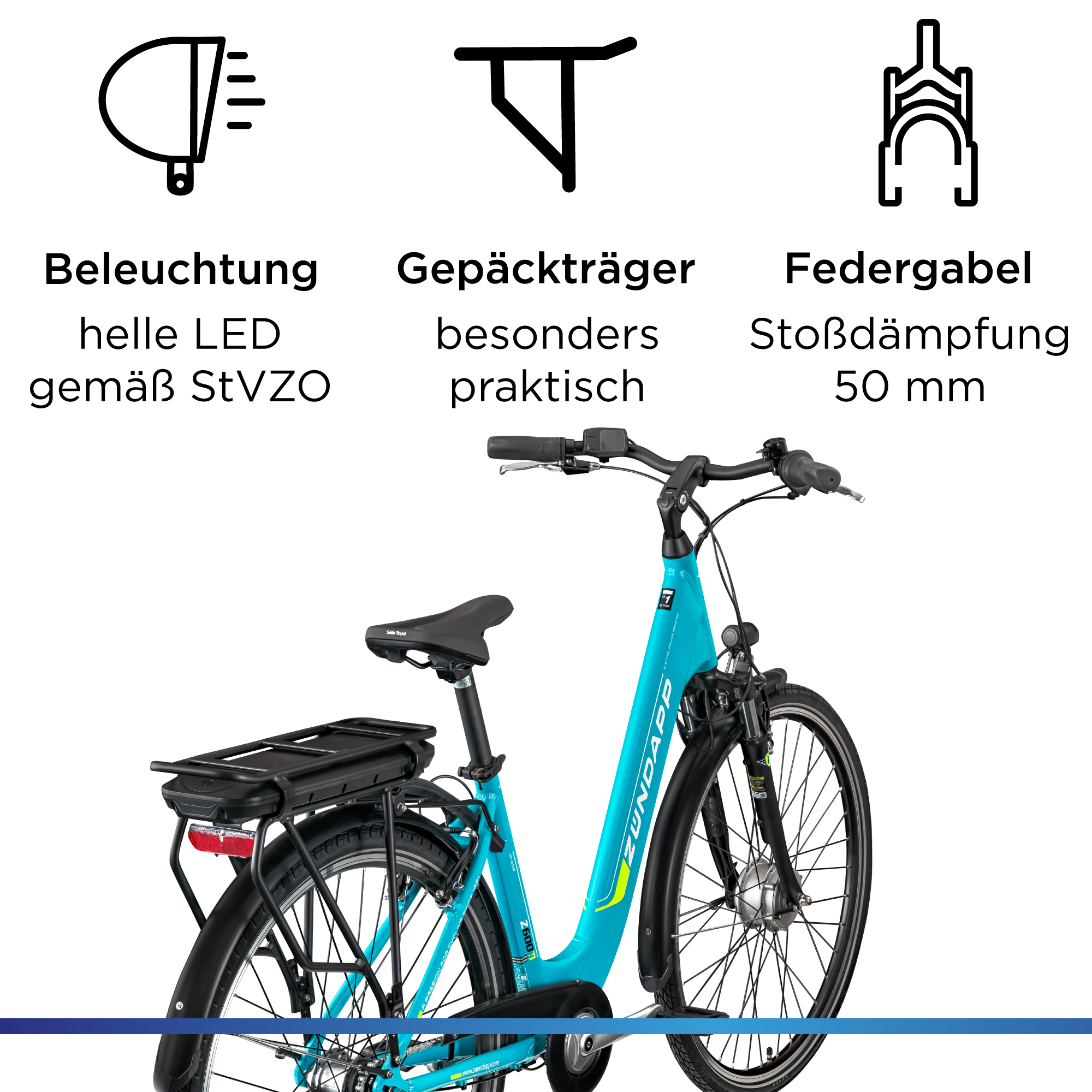 Zündapp »Z600« 7 Gang Nabenschaltung Frontmotor 250 W City E Bike Damen 28 Zoll Elektrofahrrad 7 Gang 150-165cm Damenfahrrad