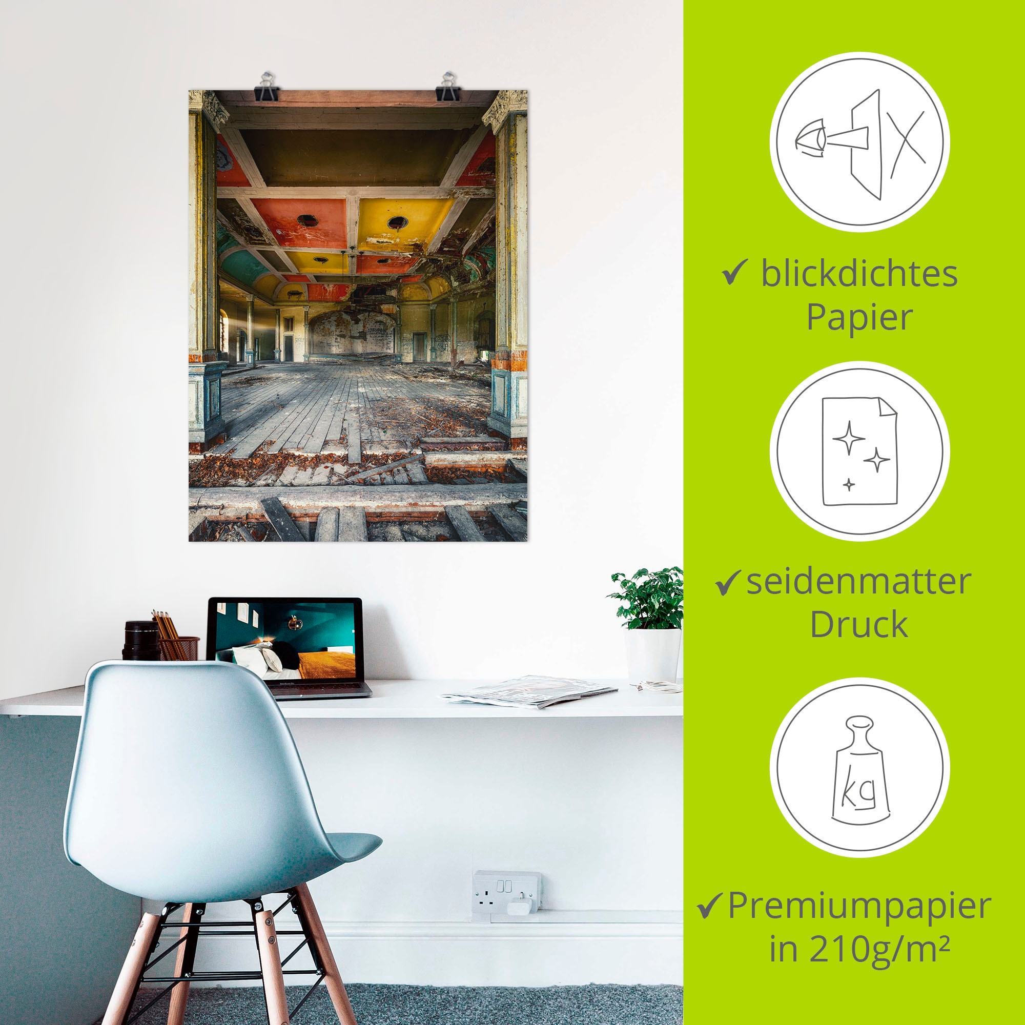 Artland Wandbild »Lost Place - Der letzte Tanz Tanzsaal« Gebäude 1 Stk. tlg. als Alubild, Poster in verschied. Größen