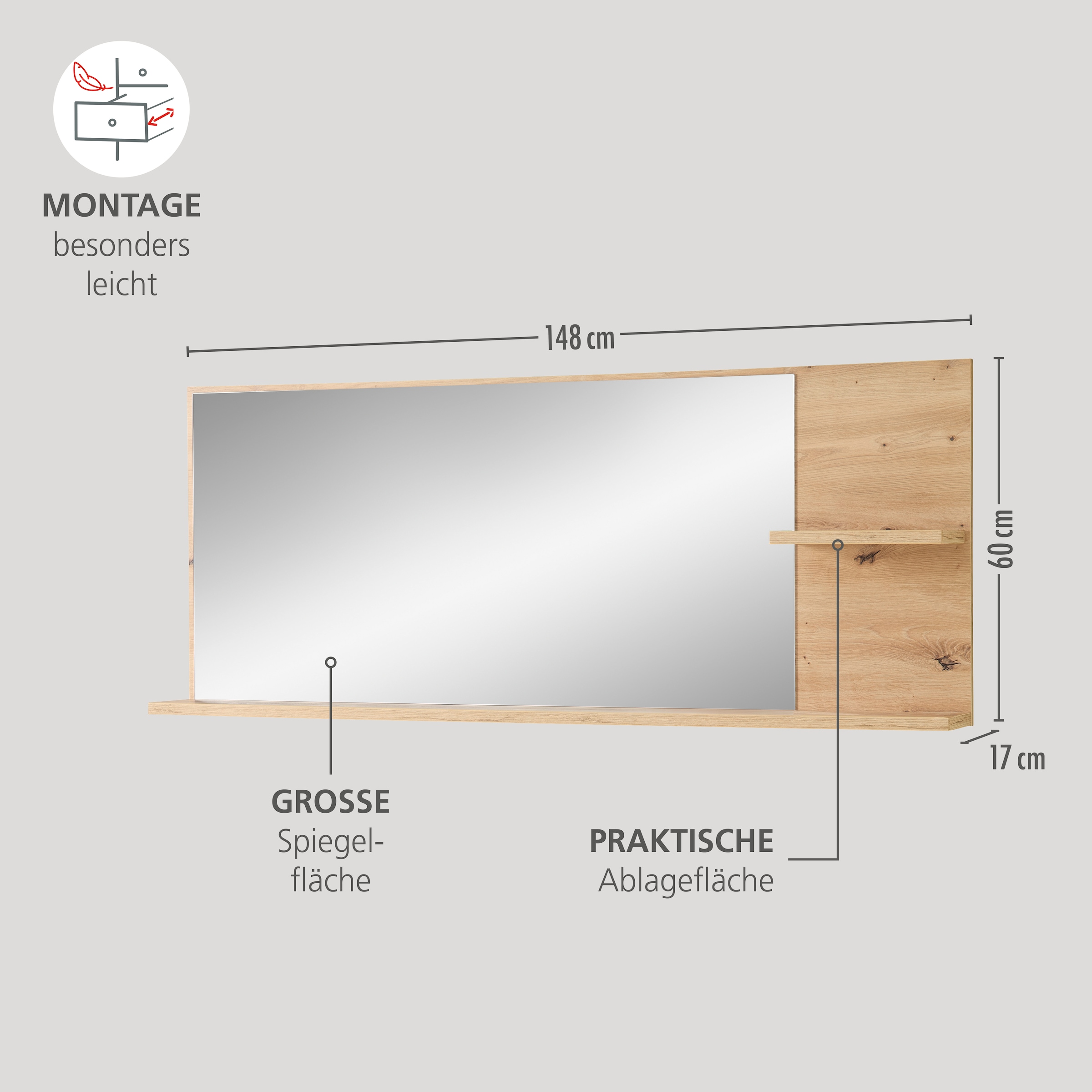 Innostyle Garderoben-Set »Bari Garderobenprogarmm, BxHxT 208x202x38 cm«, (Set, 3 St.), Besteht aus 3 Typen