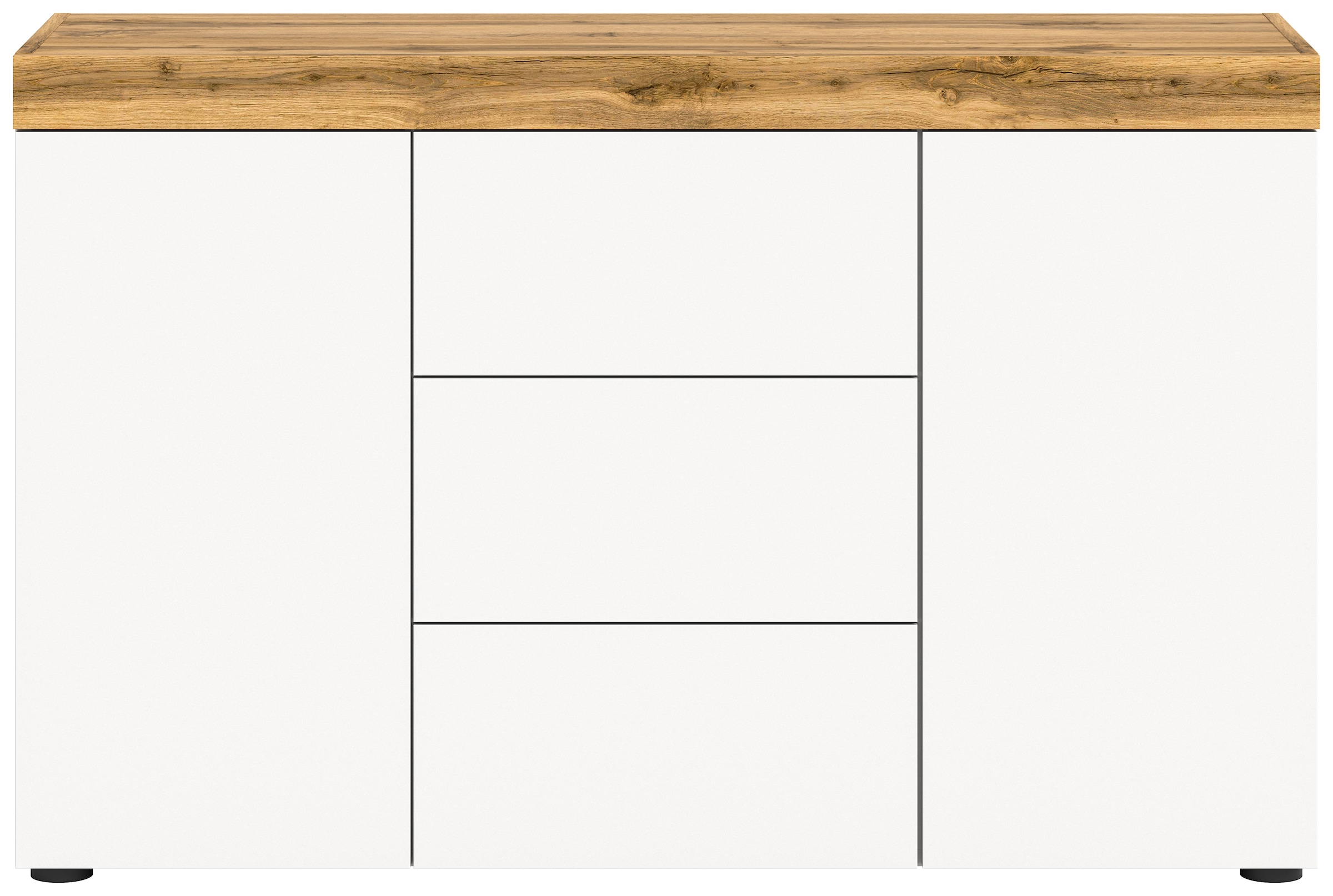 INOSIGN Sideboard »MAMBO, TOPSELLER!, Breite 125 cm, 2 Türen, 3 Schubkästen«, 2-farbig, Türen mit push to open, grifflose Fronten, Anrichte, Schrank