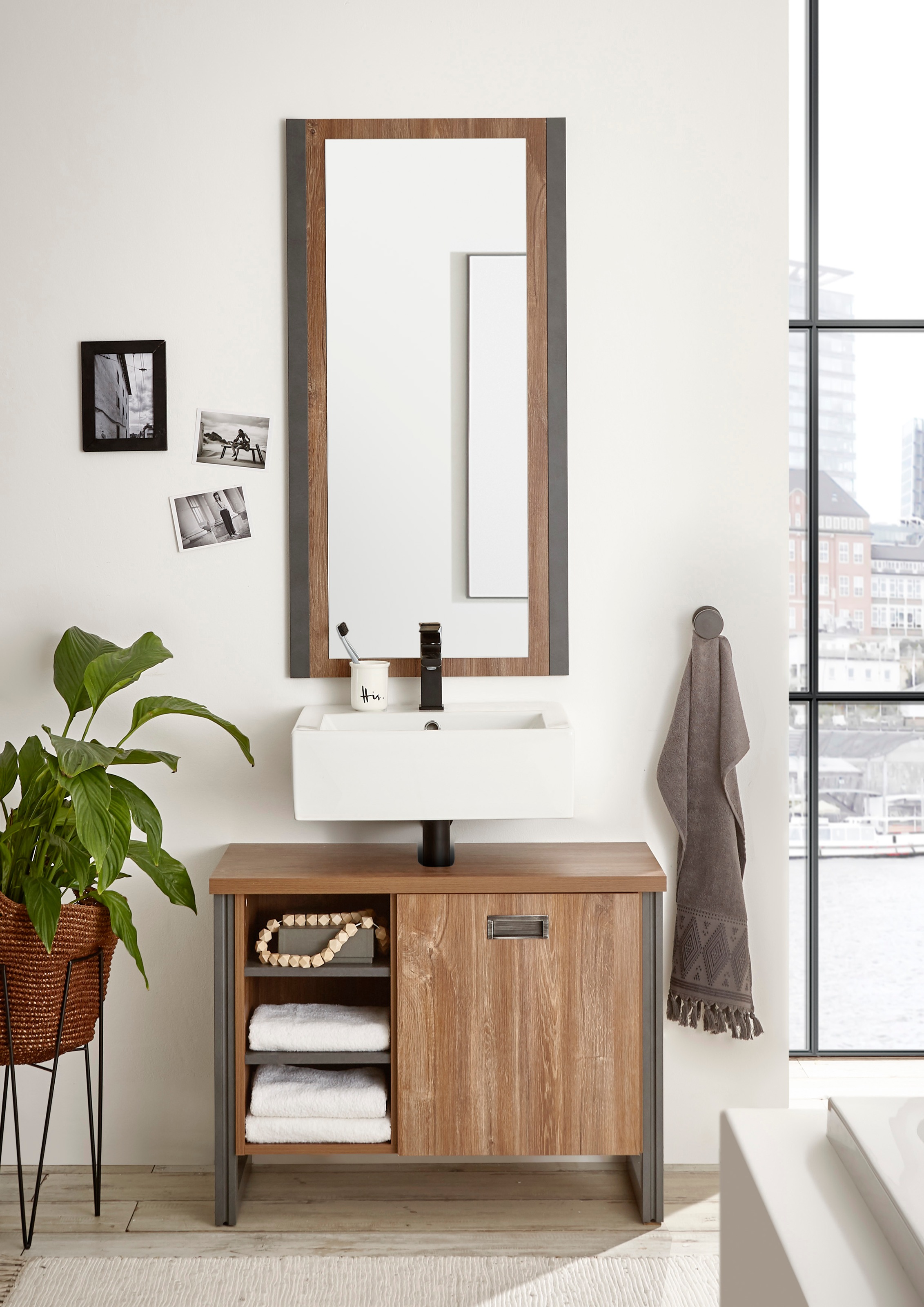 Home affaire Badmöbel-Set »Detroit, Bad im Industrialdesign, 2-teiliges Bad günstig online kaufen