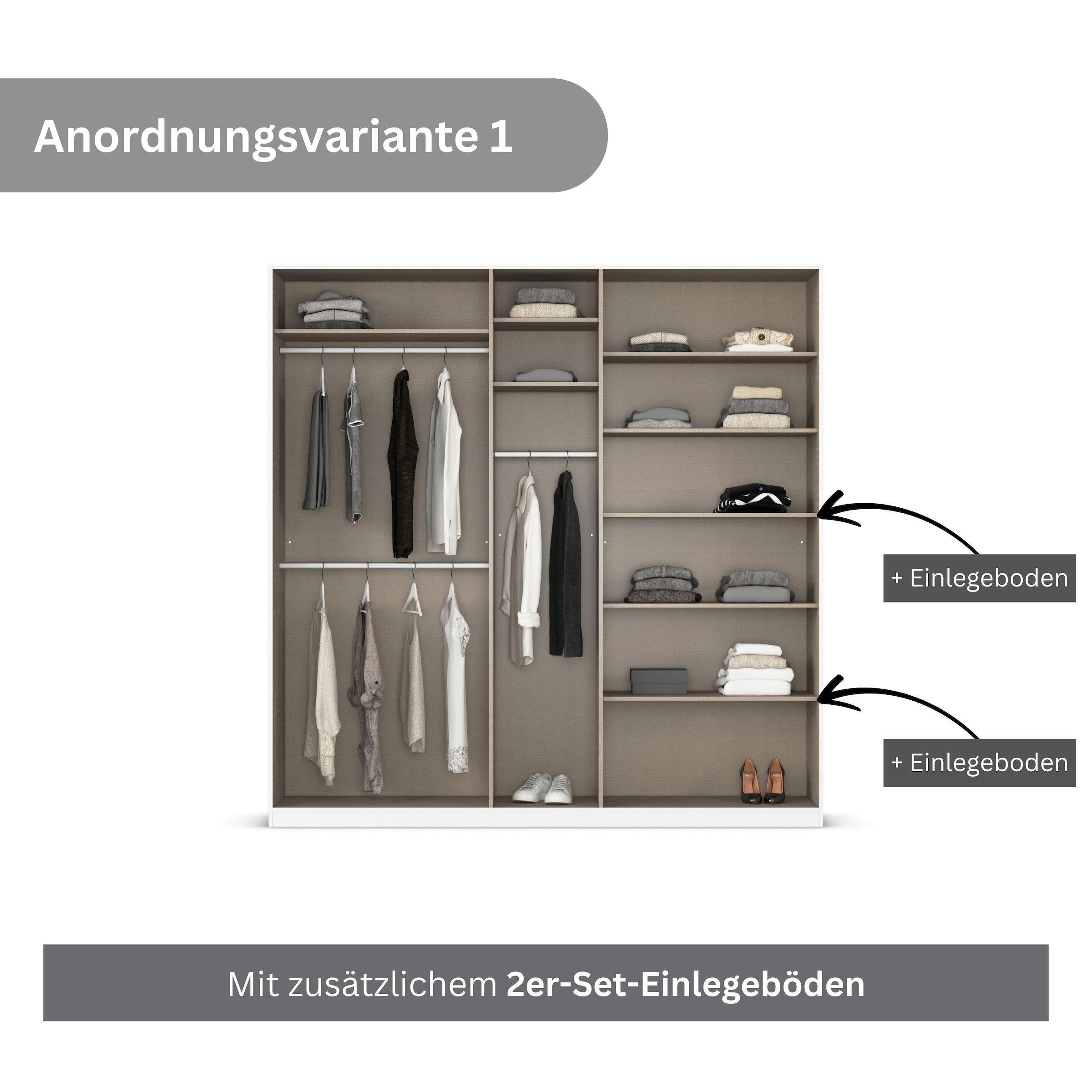 rauch Drehtürenschrank »Kleiderschrank Schrank Garderobe AGORDO mit Dekor- oder Hochglanzfront«, (in zwei Griff-Farben), durchdachte Innenausstattung, in 6 Breiten und 2 Höhen MADE IN GERMANY